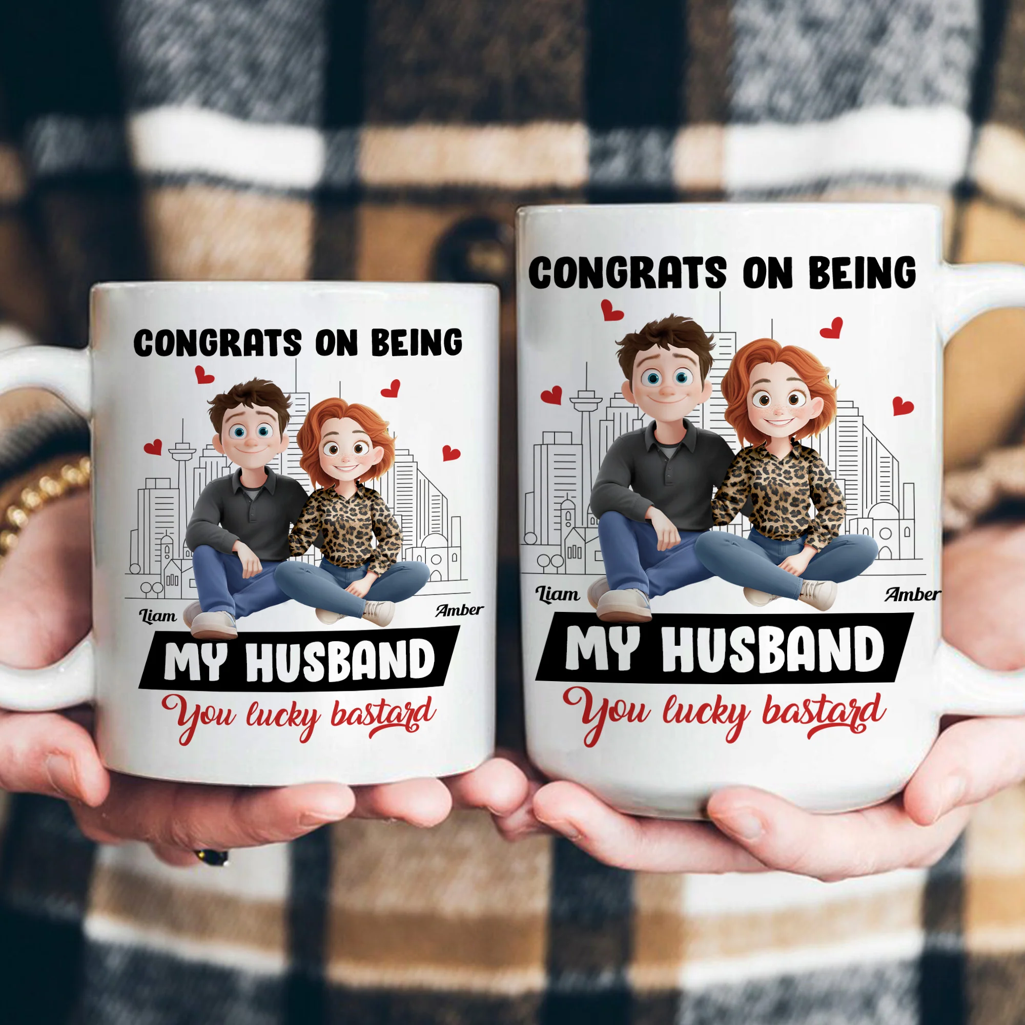 New Version Funny Couple Congrats On Being My Husband - Personalized Mug - Image 3