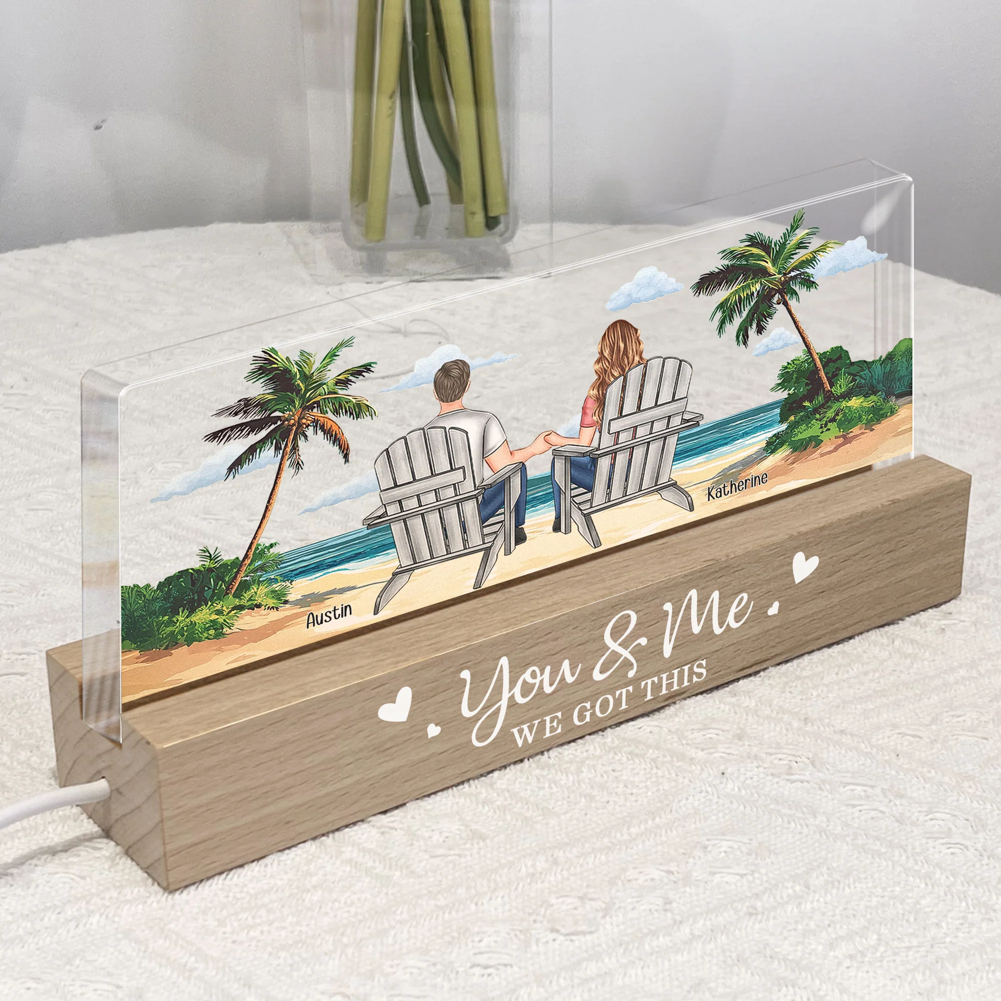 New Version You & Me We Got This Beach Scene - Personalized LED Night Light - Image 2