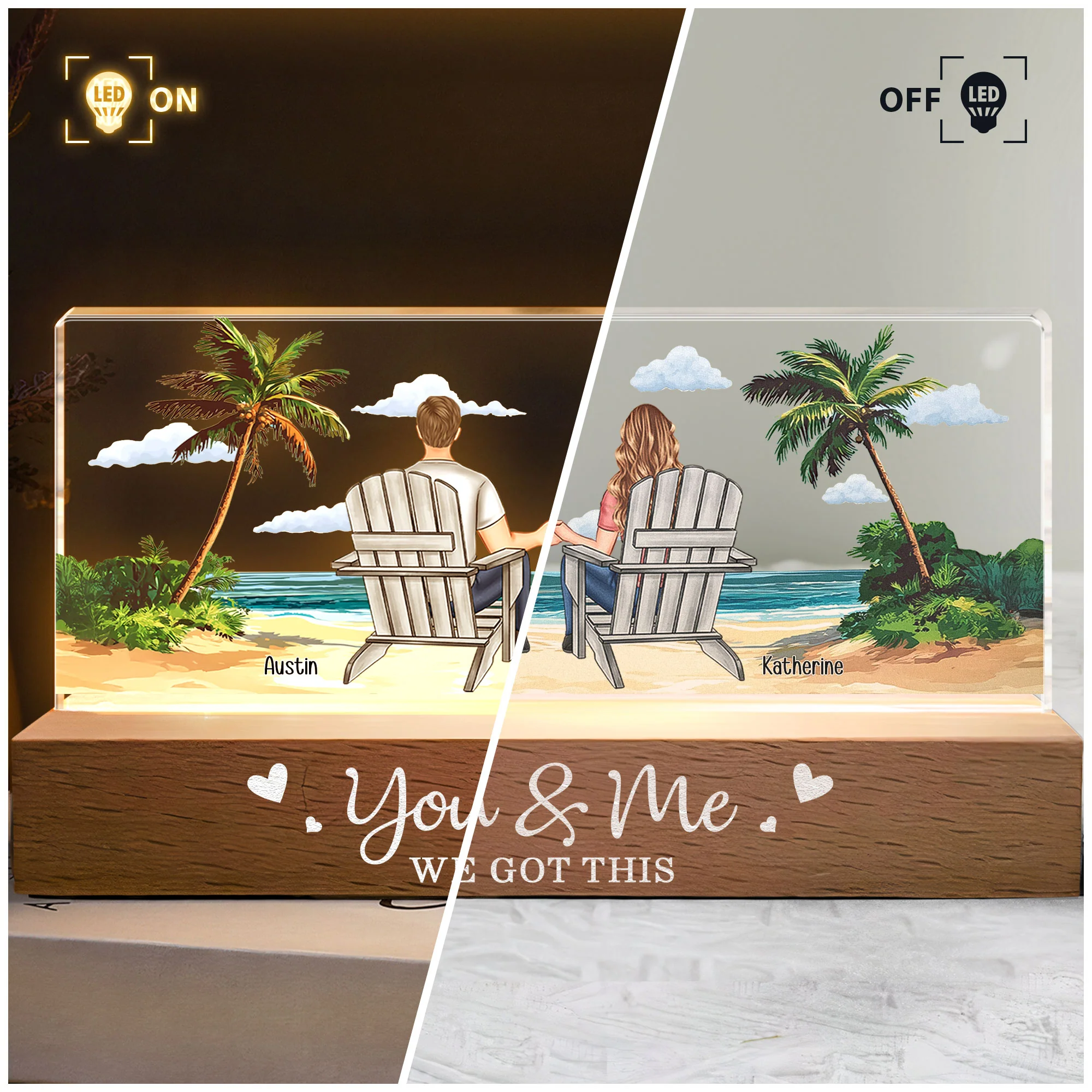 New Version You & Me We Got This Beach Scene - Personalized LED Night Light - Image 3