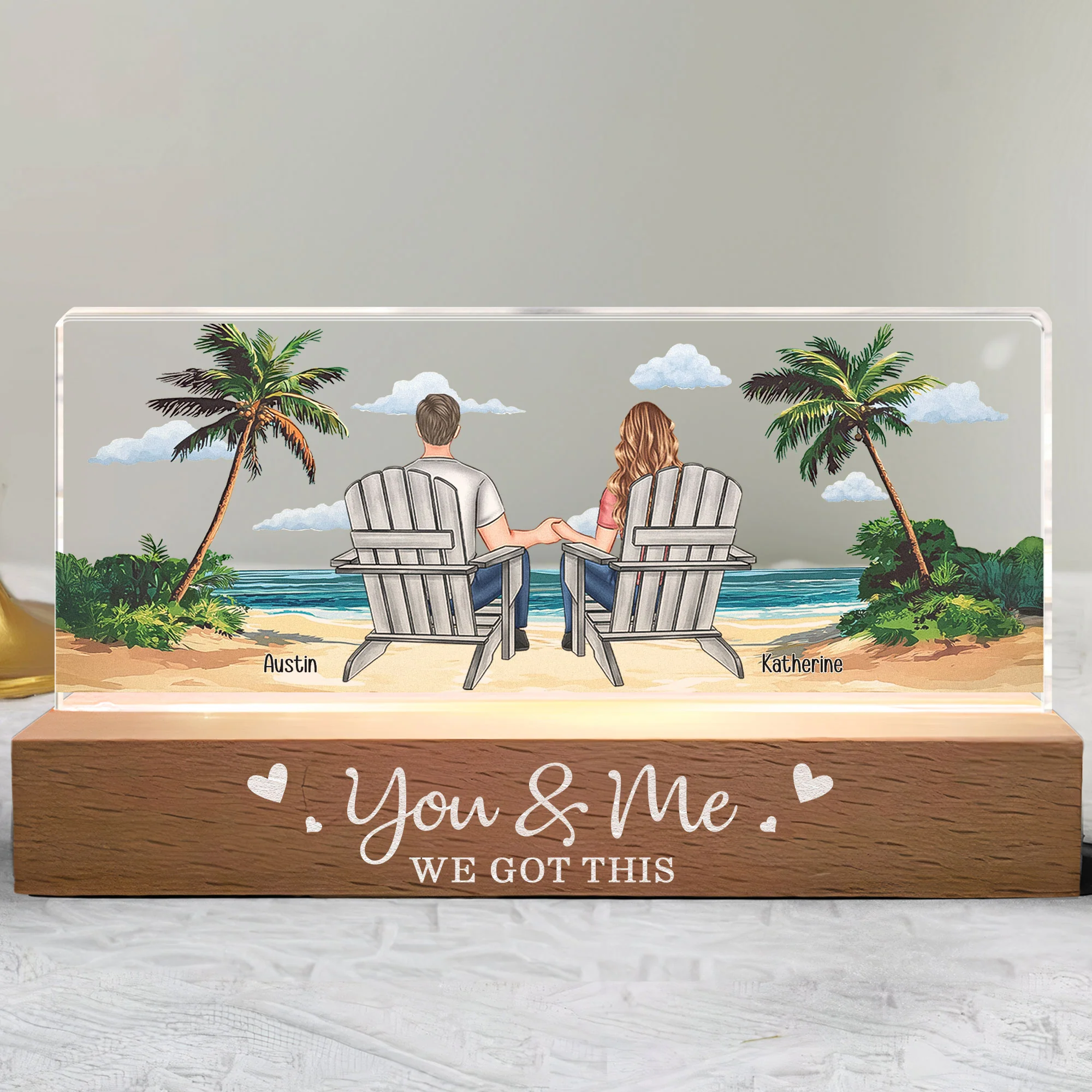 New Version You & Me We Got This Beach Scene - Personalized LED Night Light - Image 4