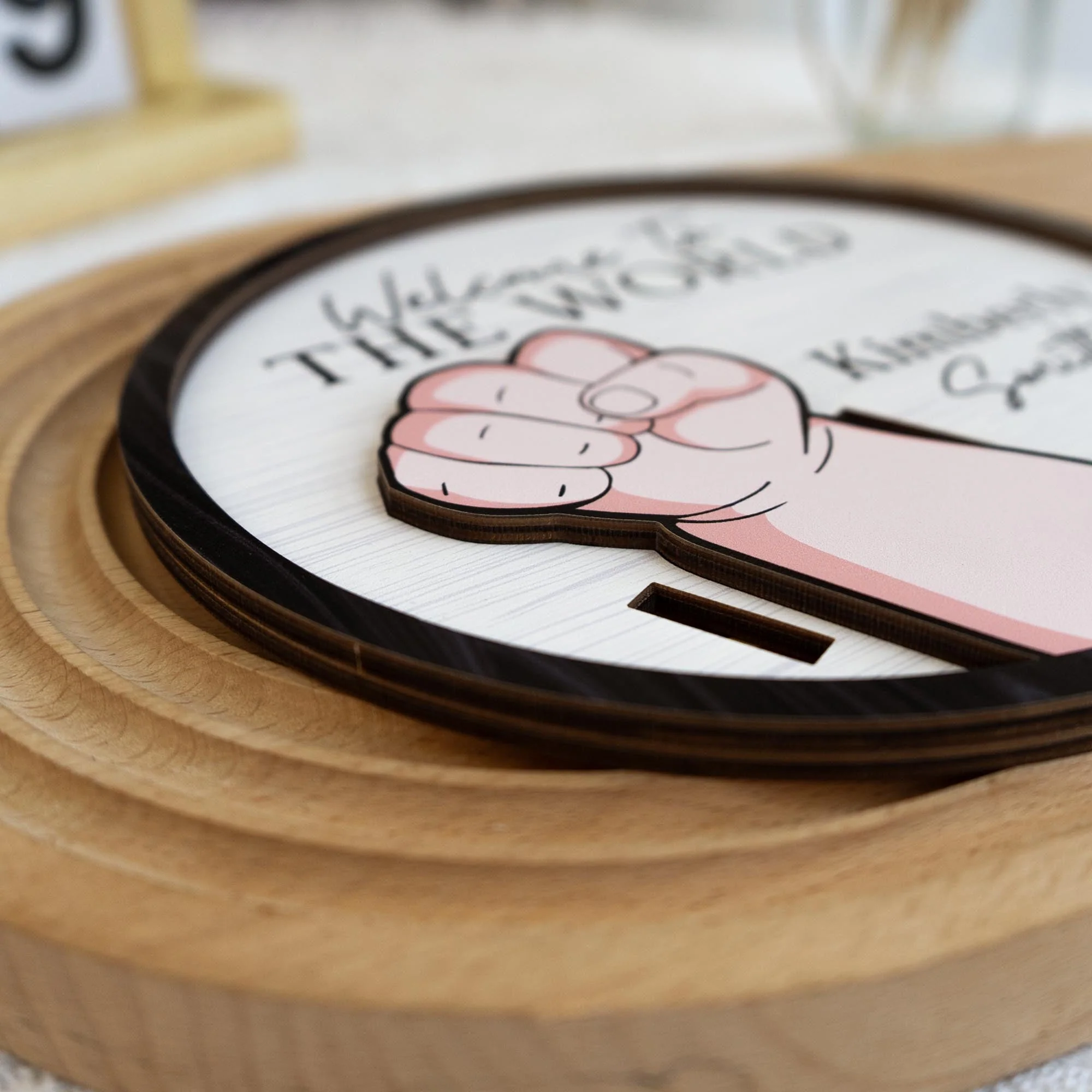 Newborn Birth Hospital Bracelet Wristband Holder - Personalized Wooden Plaque - Image 6