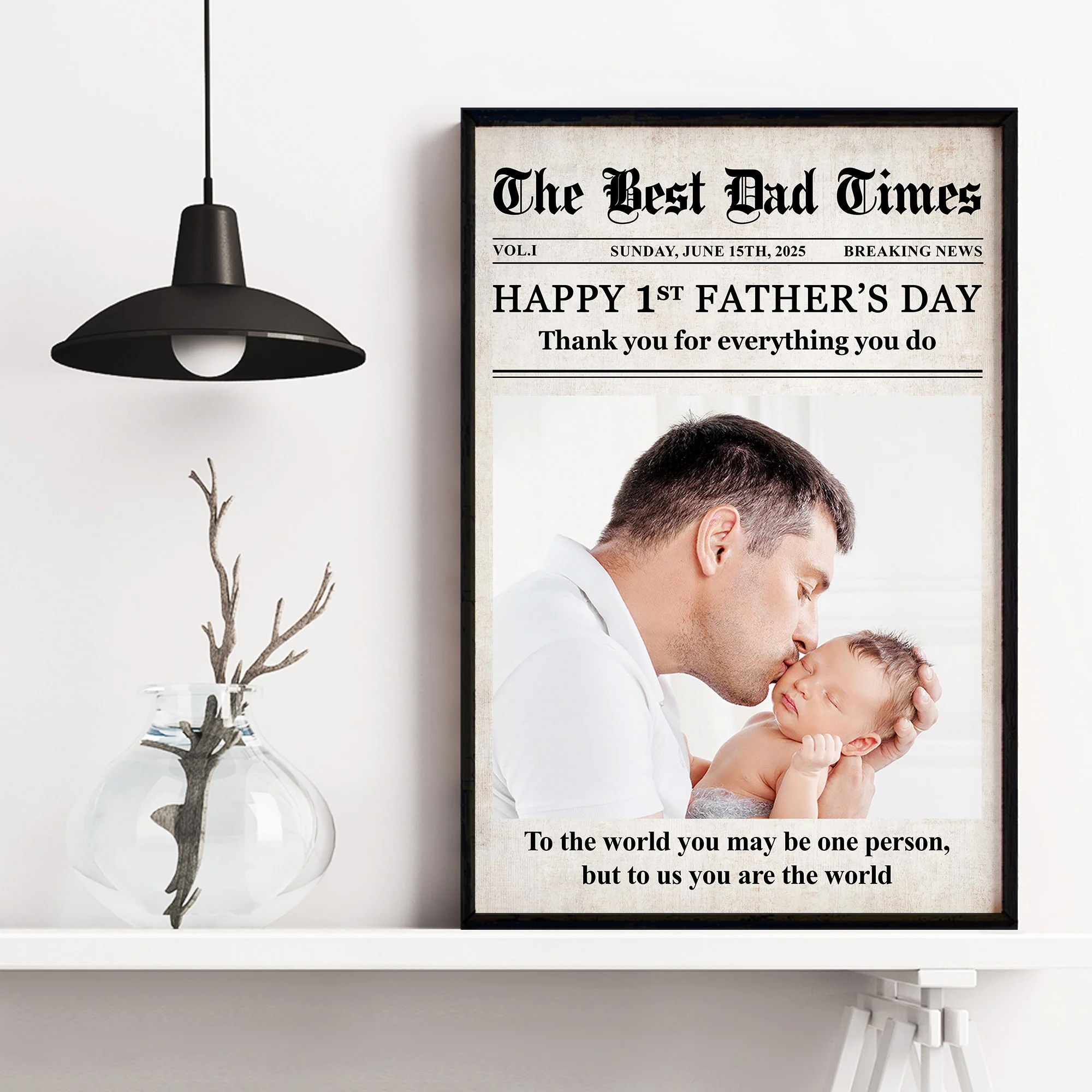 Newspaper Happy First Father's Day - Personalized Photo Poster - Image 2