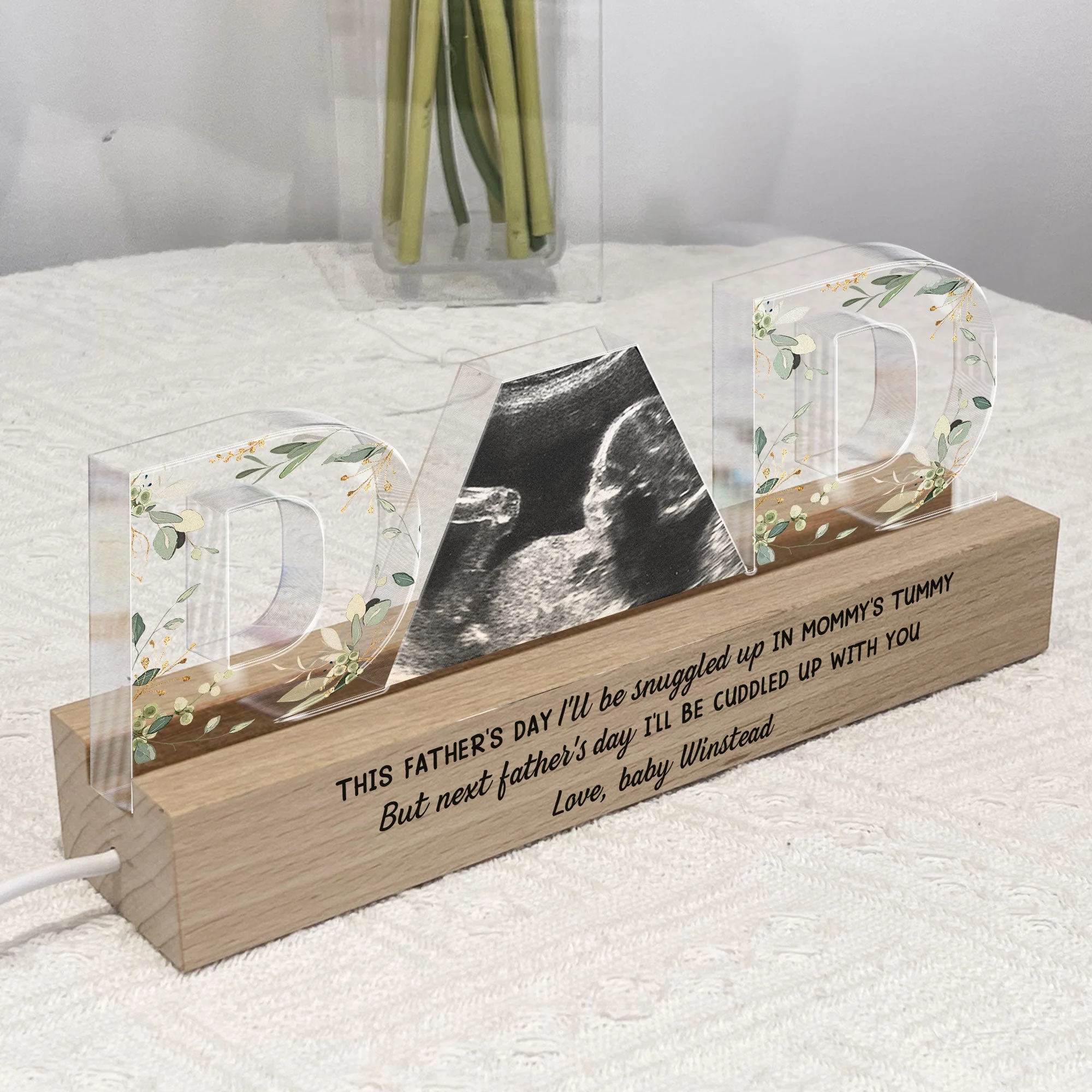 Next Father's Day I'll Be Cuddled Up With You - Personalized Photo LED Night Light - Image 2