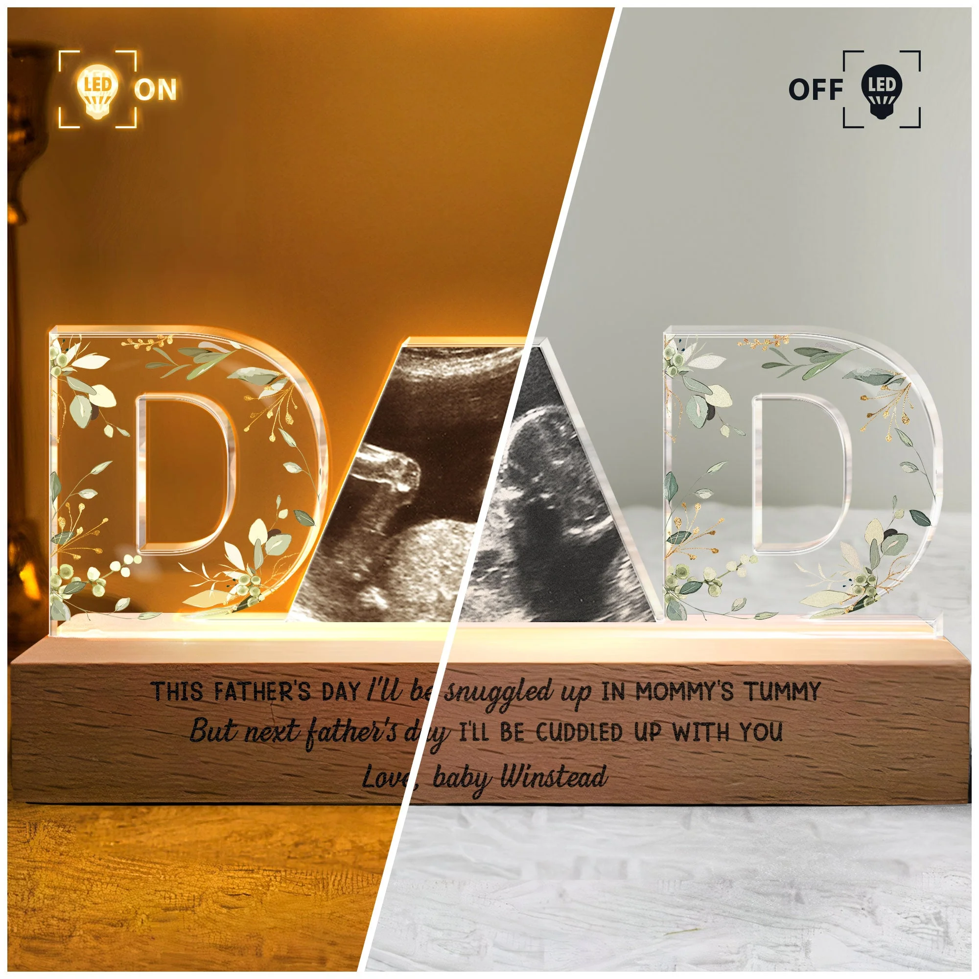 Next Father's Day I'll Be Cuddled Up With You - Personalized Photo LED Night Light - Image 4