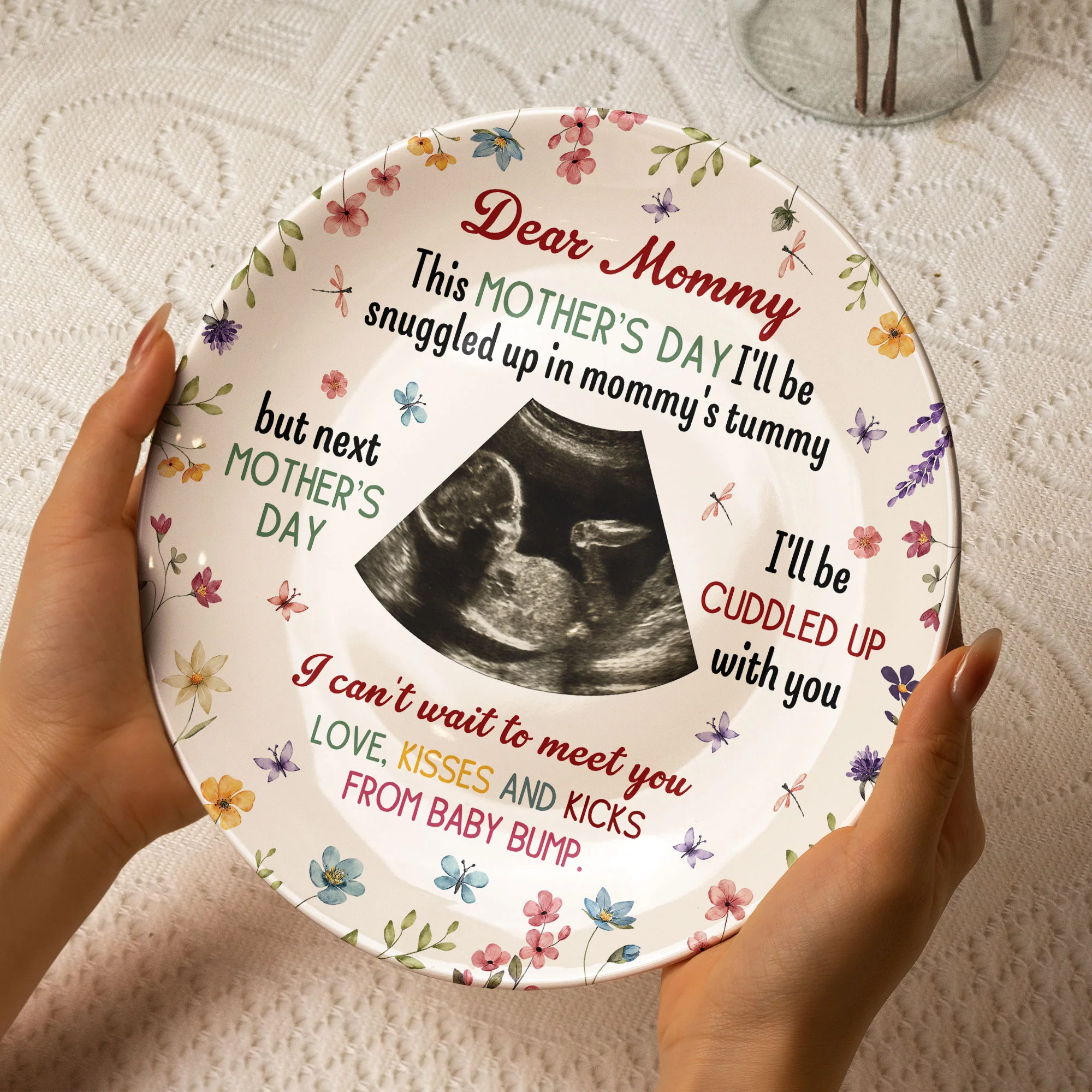 Next Mother's Day I'll Be Cuddled Up With You To Be Mom - Personalized Ceramic Photo Plate - Image 4