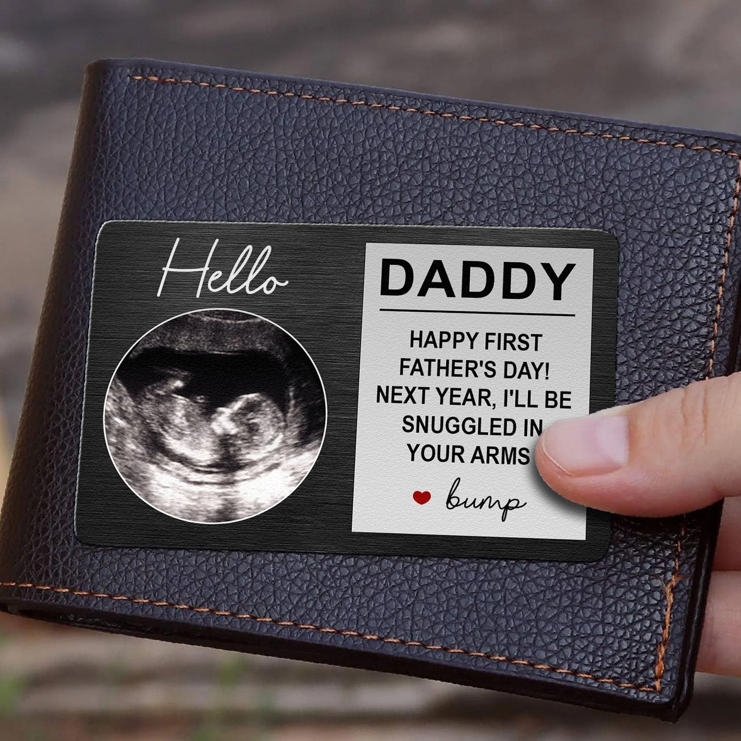 Next Year I'll Be Snuggled In Your Arms - Personalized Aluminum Photo Wallet Card - Image 4