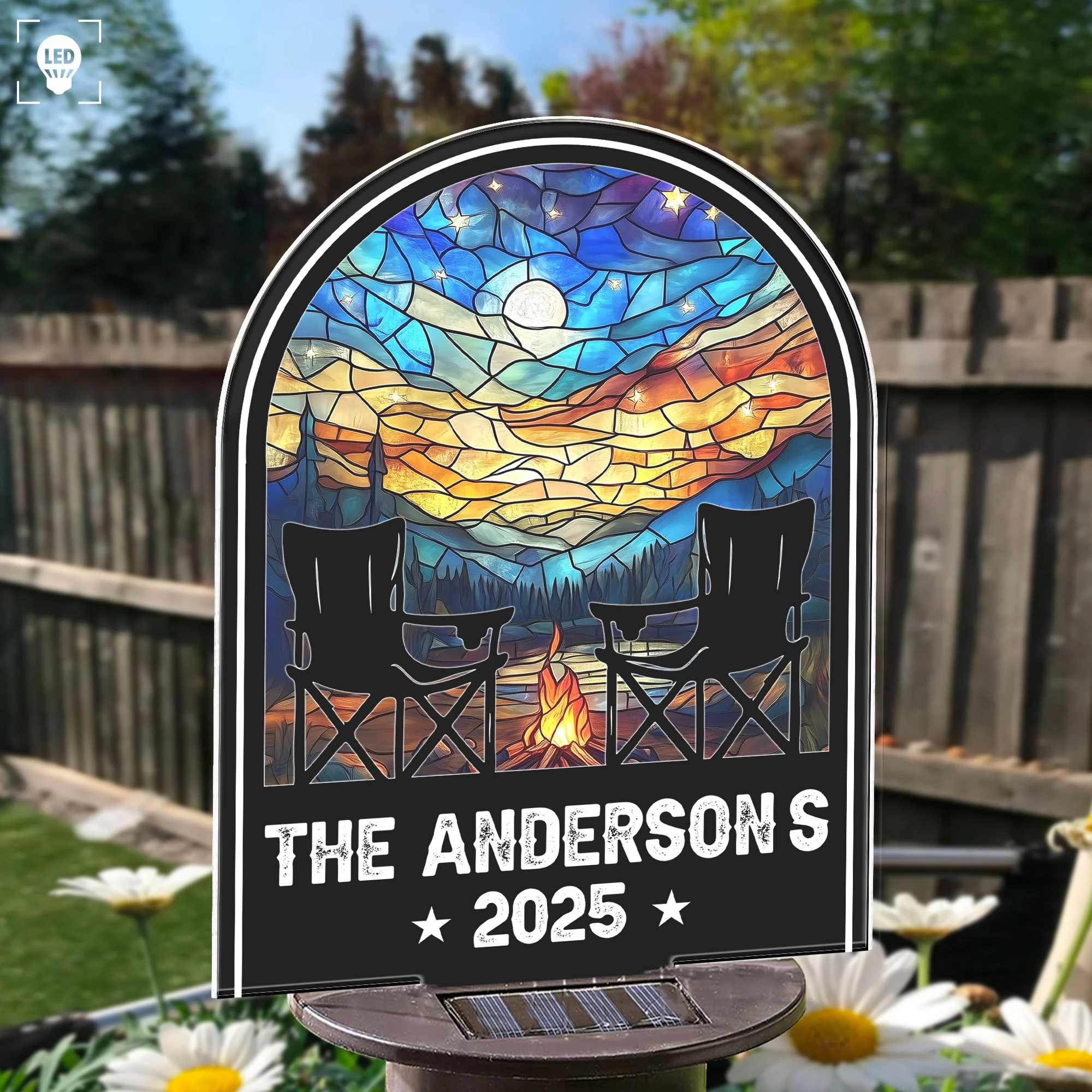 No City Lights Just Camp Fire Nights - Personalized Solar Light - Image 2