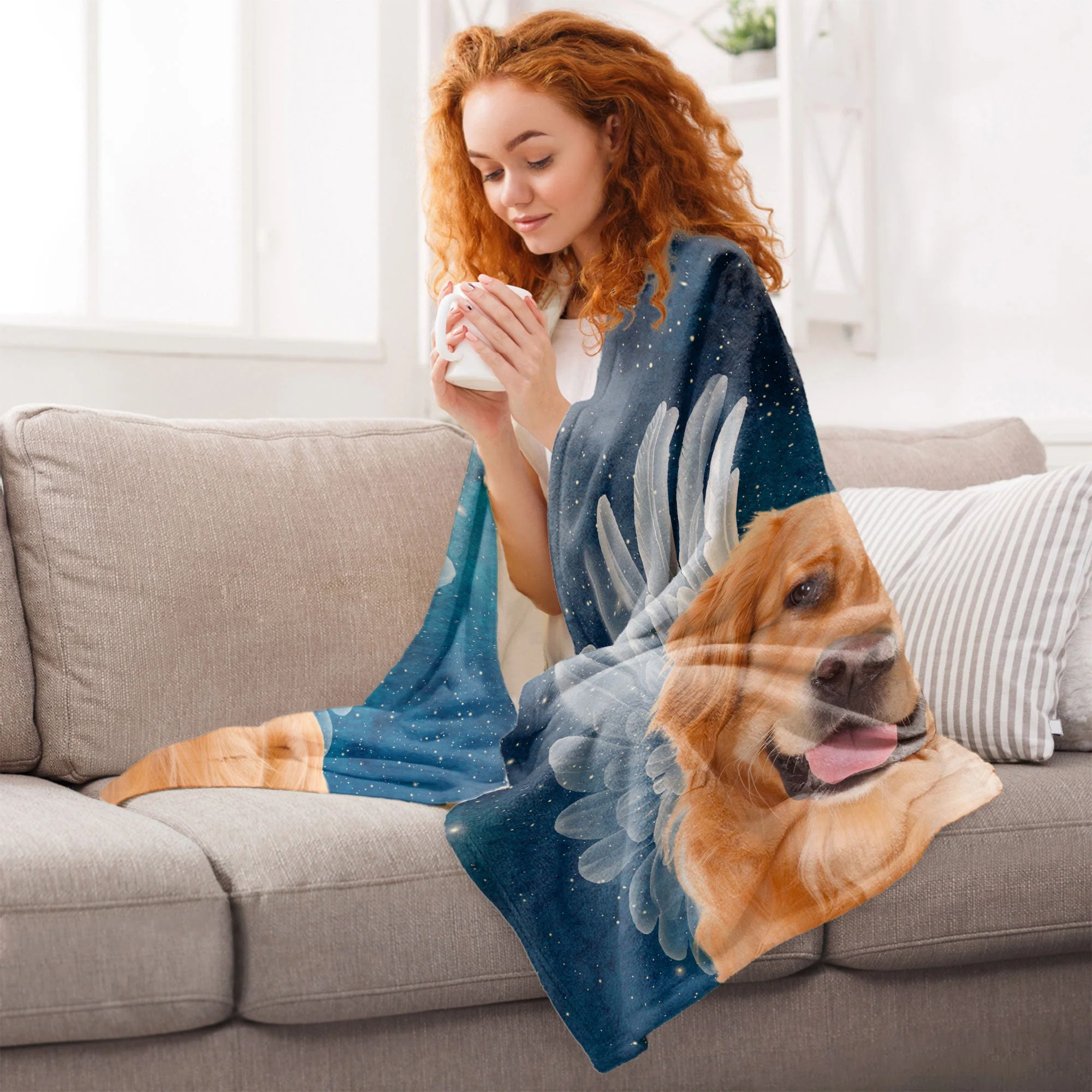 No Longer By My Side But Forever In My Heart Memorial - Personalized Photo Blanket - Image 6