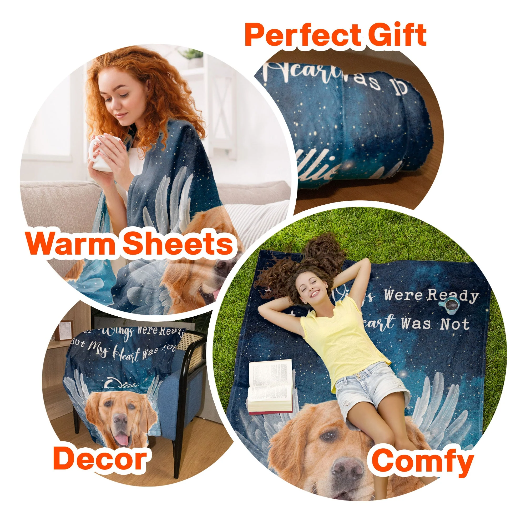 No Longer By My Side But Forever In My Heart Memorial - Personalized Photo Blanket - Image 7
