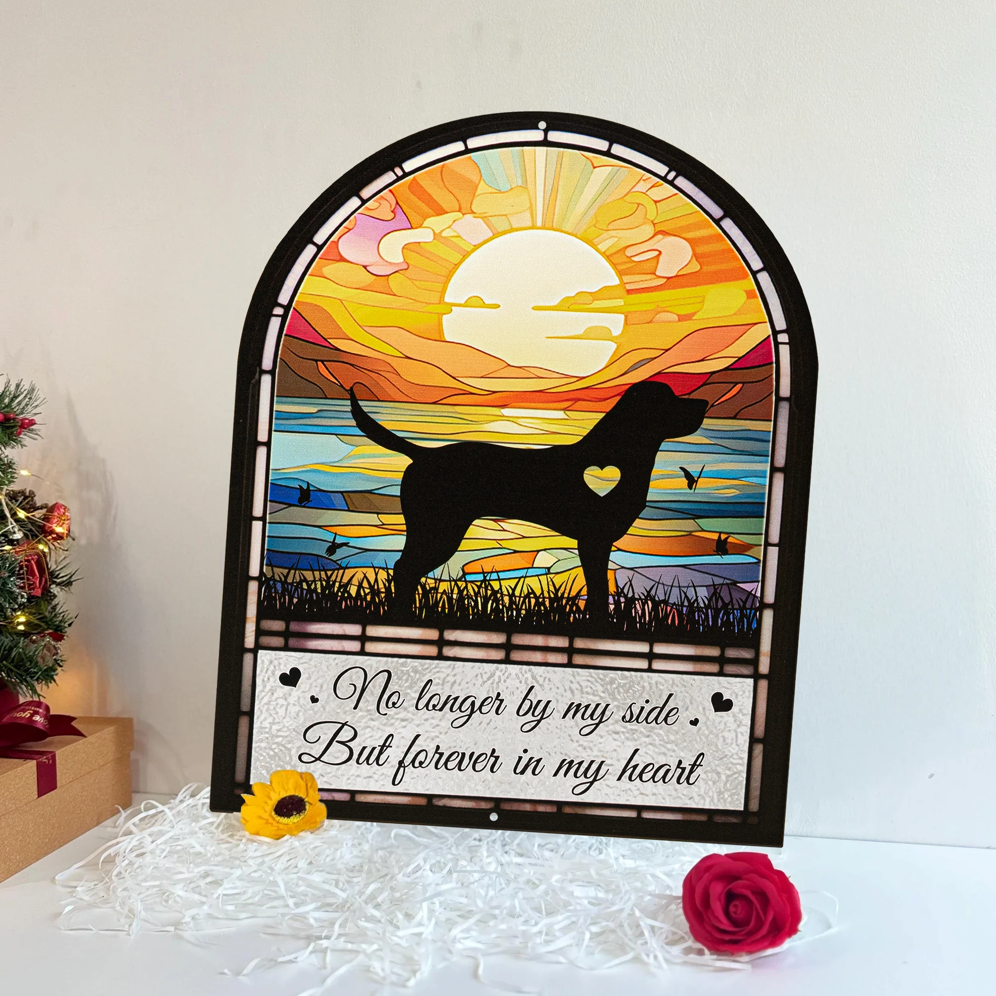 No Longer By My Side Forever In My Heart Dog Memorial - Personalized Metal Sign - Image 5