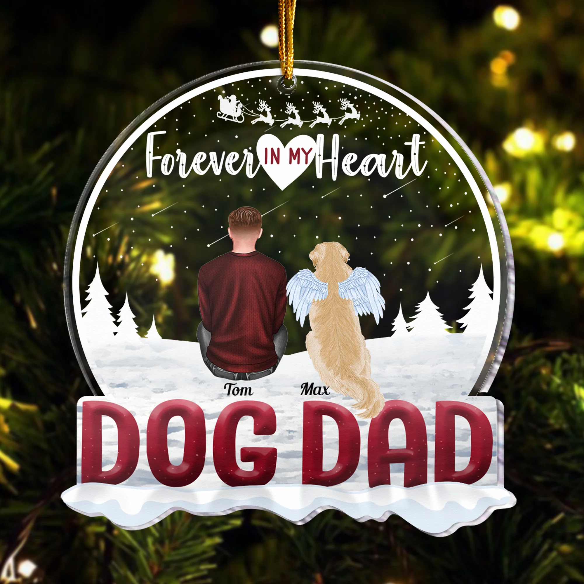 No Longer By My Side Forever In My Heart - Personalized Custom Shaped Acrylic Ornament - Christmas Memorial Gift For Dog Lovers, Dog Mom, Dog Dad - Image 5