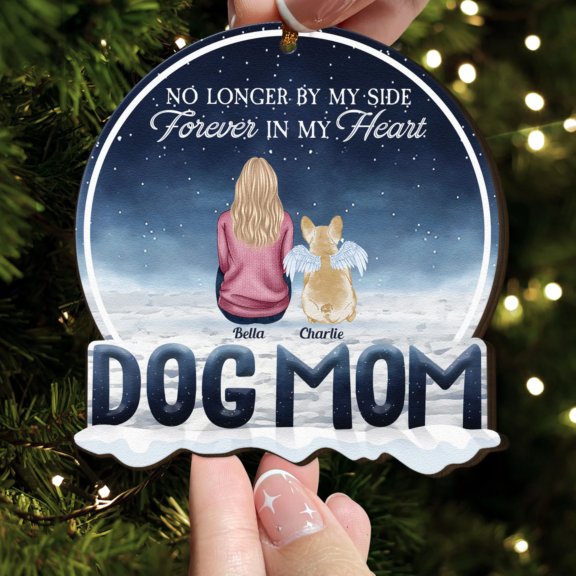 No Longer By My Side Forever In My Heart - Personalized Custom Shaped Wooden Ornament - Image 3