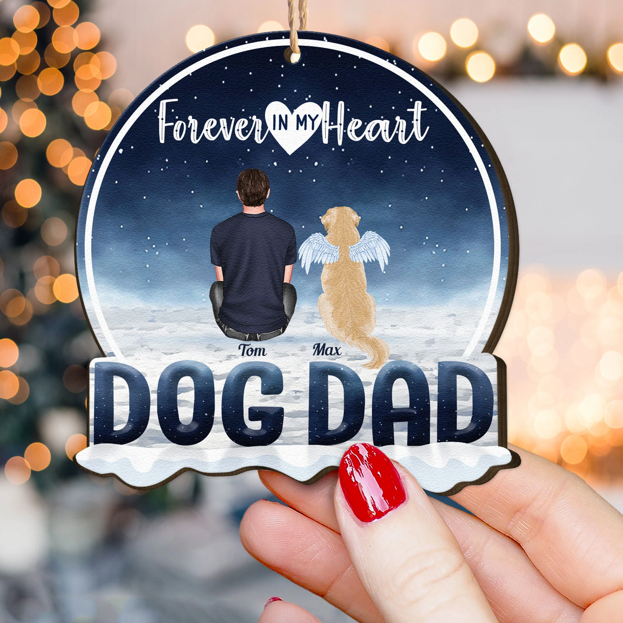 No Longer By My Side Forever In My Heart - Personalized Custom Shaped Wooden Ornament - Image 4
