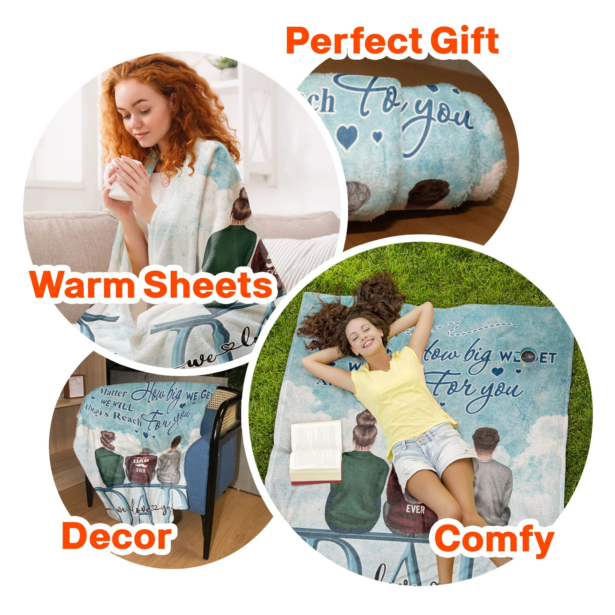 No Matter How Big We Get - Personalized Blanket - Fathers Day Gift For Dad, Grandpa, Papa - Image 7