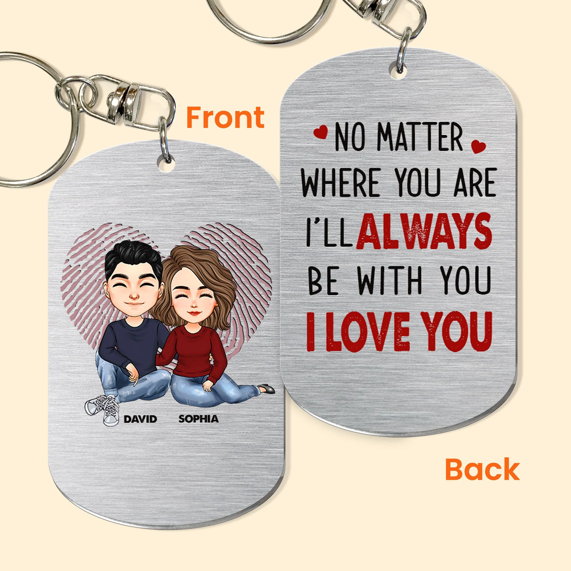 No Matter Where You Are Couple - Personalized Keychain