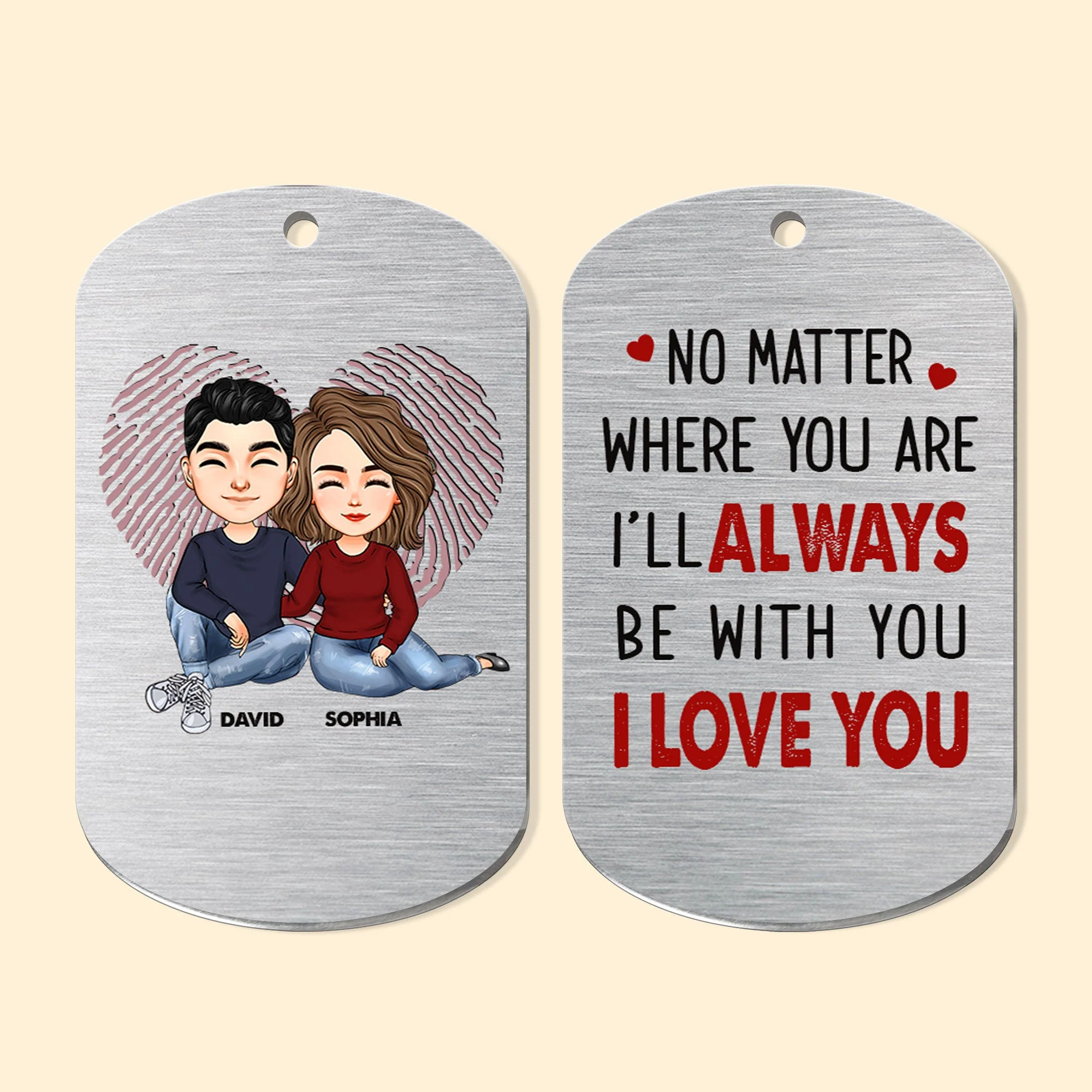 No Matter Where You Are Couple - Personalized Keychain - Image 4