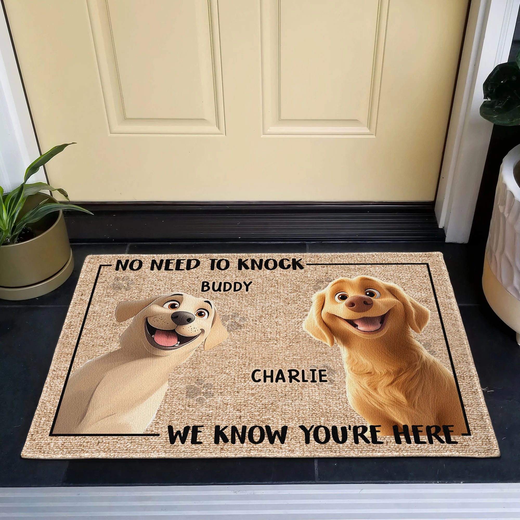 No Need To Knock - New Dog Version - Personalized Doormat - Image 4