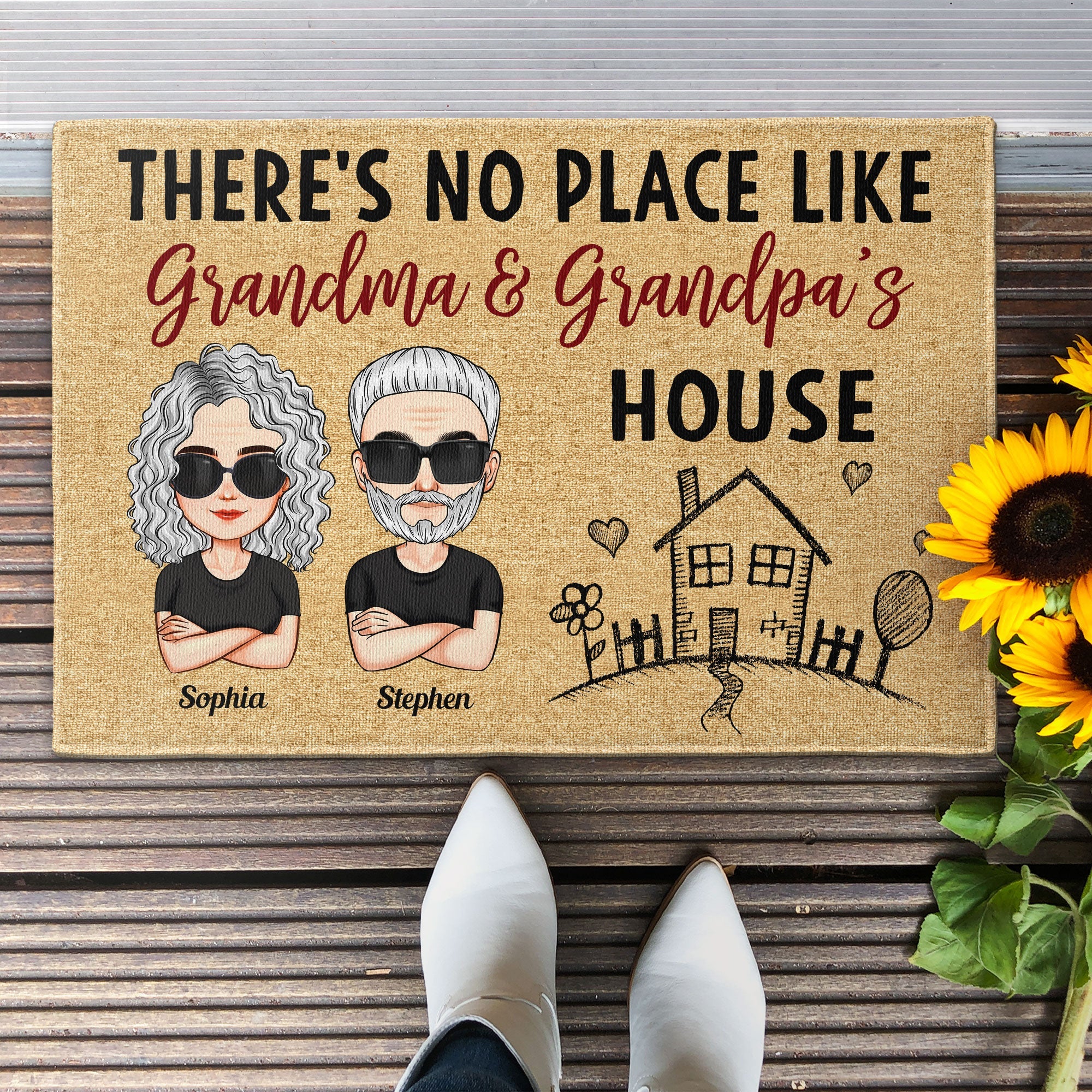 No Place Like Grandpa Grandma'S House - Personalized Doormat - Home Decor, Funny Gift For Grandma, Granpa, Grandparents - Image 2