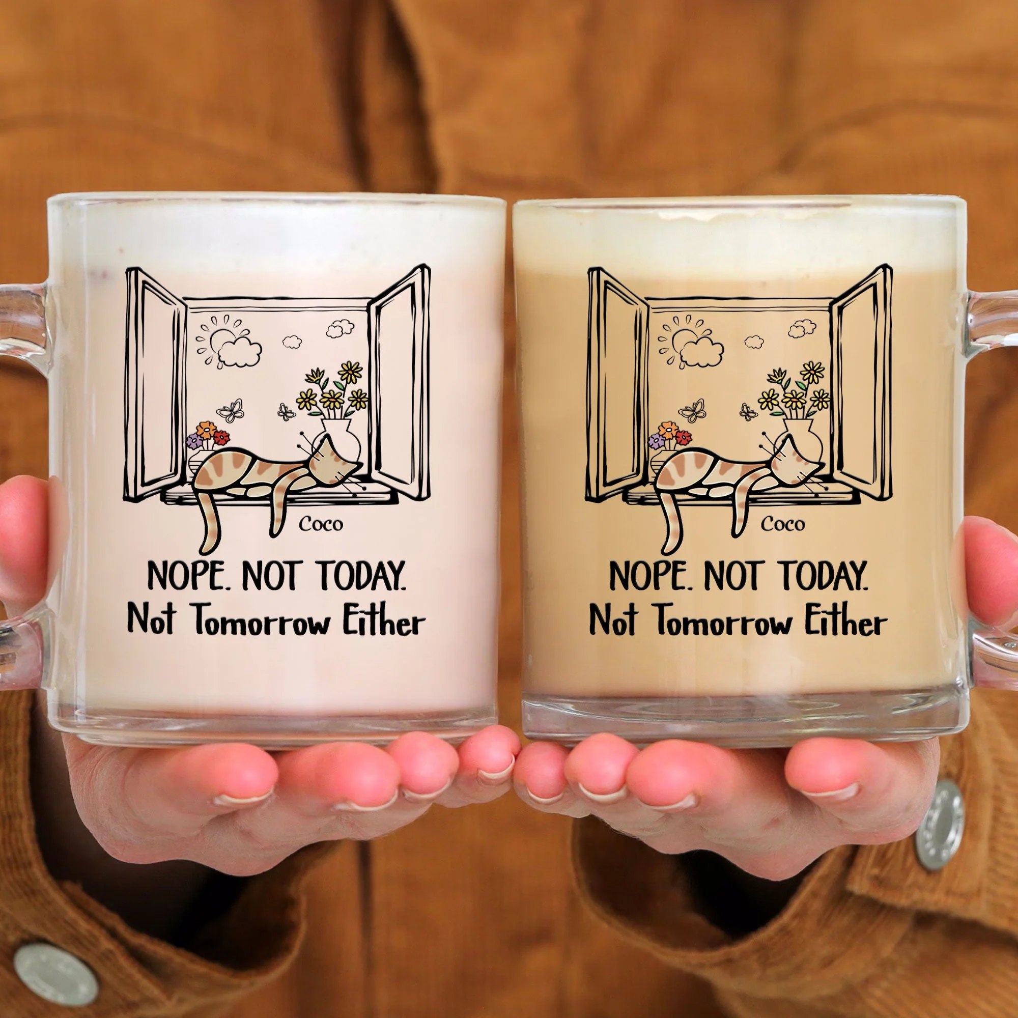 Nope. Not Today. - Personalized Glass Mug - Image 4