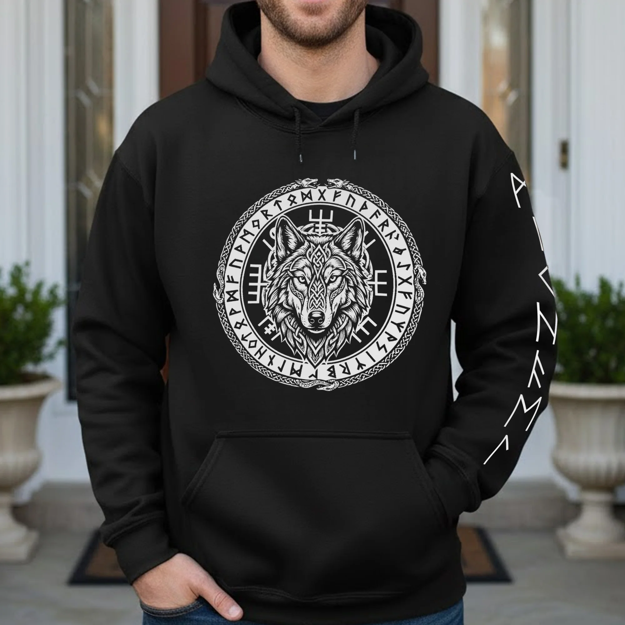 Norse Mythology, Name In Viking Runes - Personalized Hoodie - Image 4