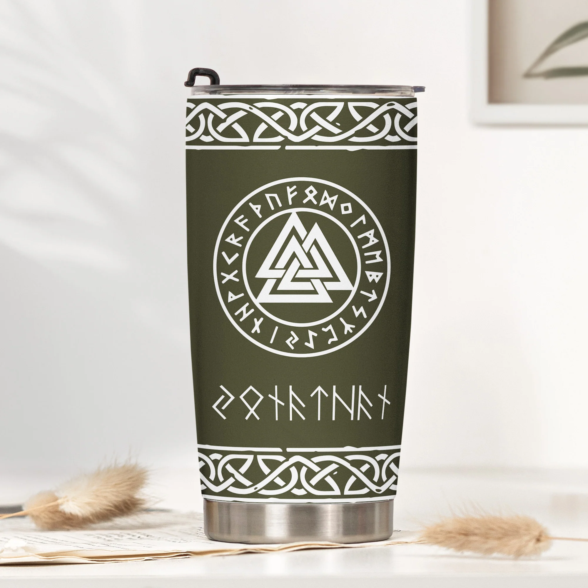Norse Mythology, Name In Viking Runes - Personalized Tumbler Cup - Image 2