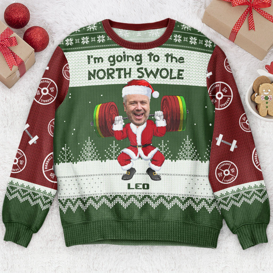 North Swole - Personalized Photo Ugly Sweater - Image 2