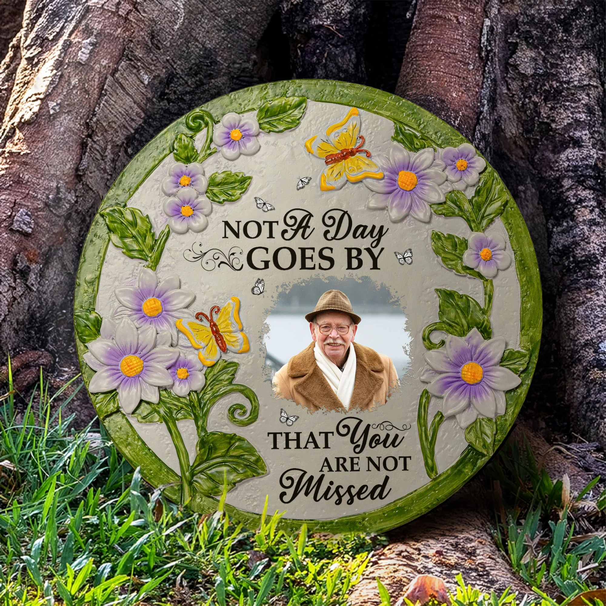 Not A Day Goes By That You Are Not Missed - Personalized Photo Memorial Garden Stone - Image 2