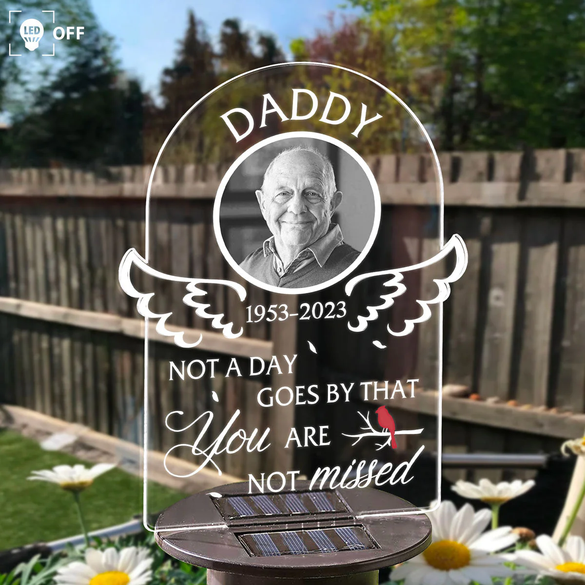 Not A Day Goes By That You Are Not Missed - Personalized Photo Solar Light - Image 4