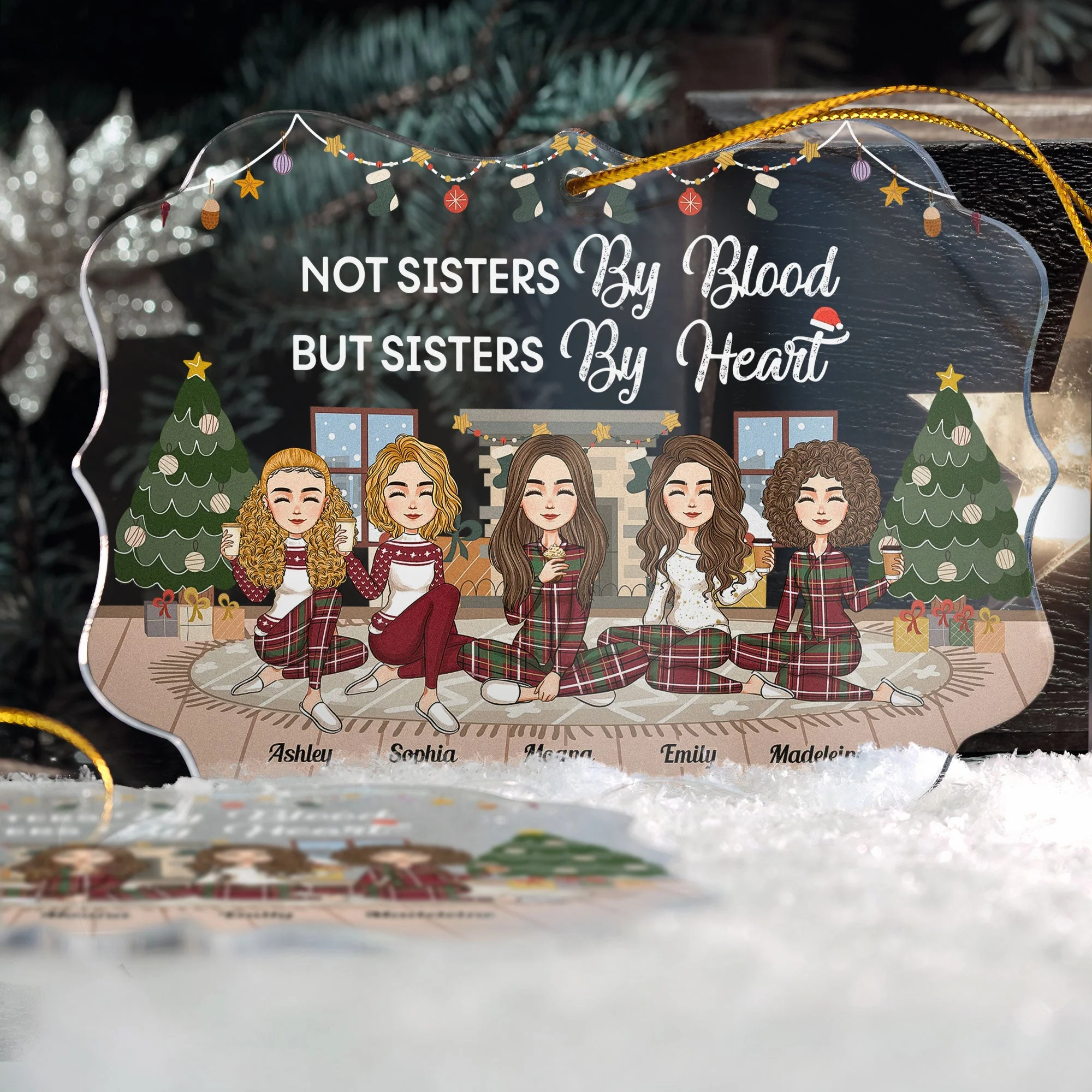 Not Sisters By Blood But Sisters By Heart - Personalized Acrylic Ornament - Christmas, New Year Gift For Sistas, Sister, Besties, Best Friends, Soul Sisters - Image 3