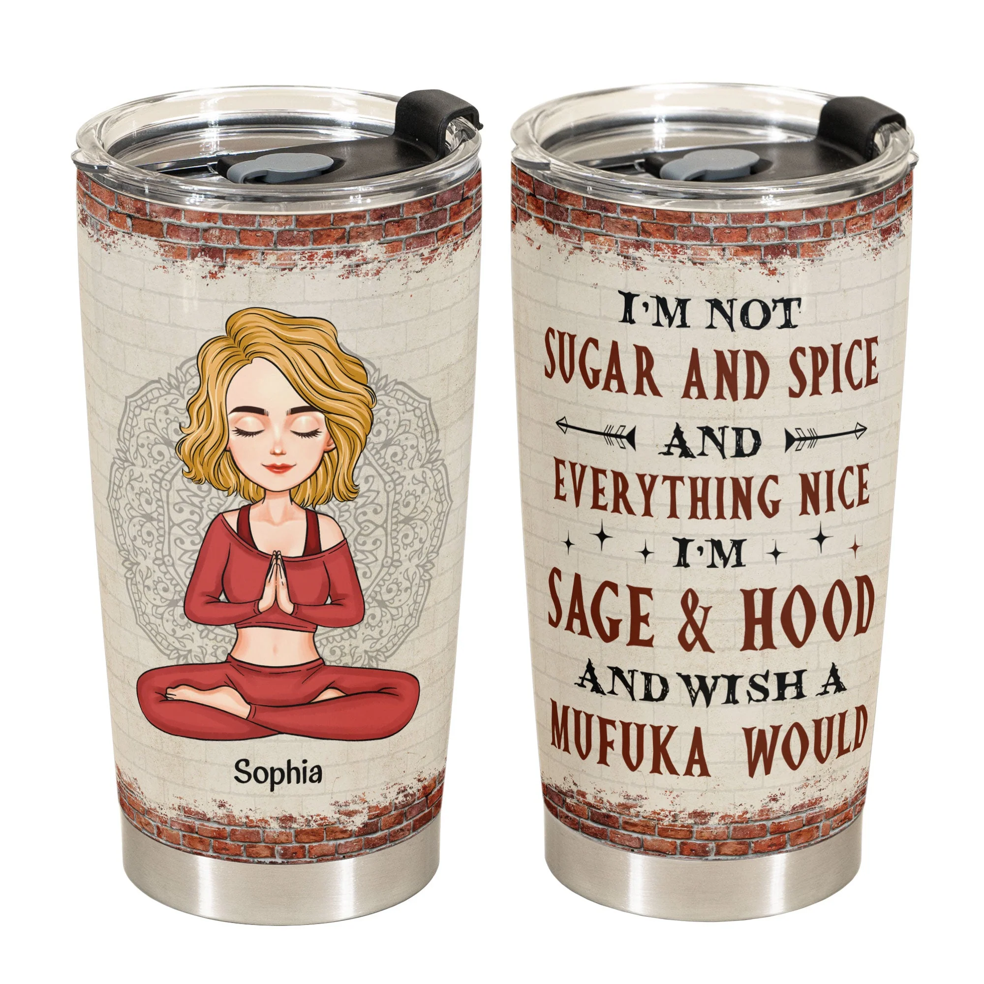 Not Sugar And Spice - Personalized Tumbler Cup - Birthday, Loving Gift For Yoga Lovers - Image 2