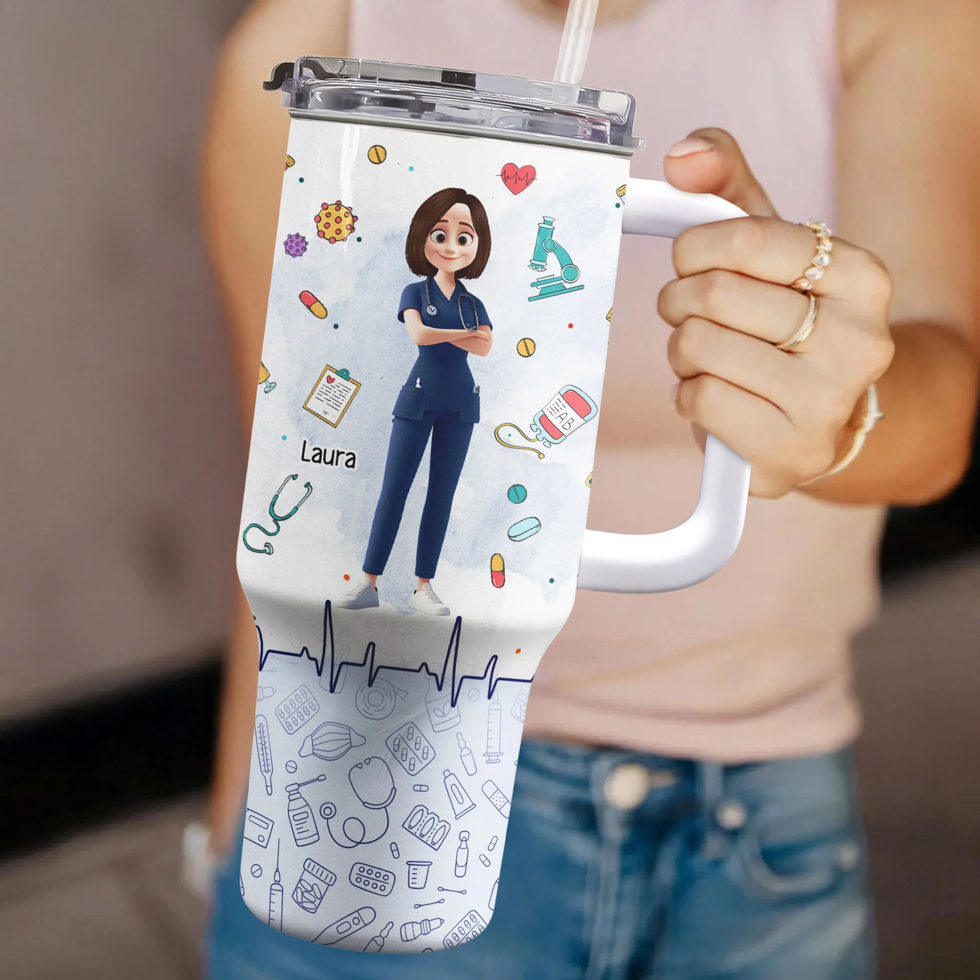 Nurse Affirmation - Personalized 40oz Tumbler With Straw - Image 3