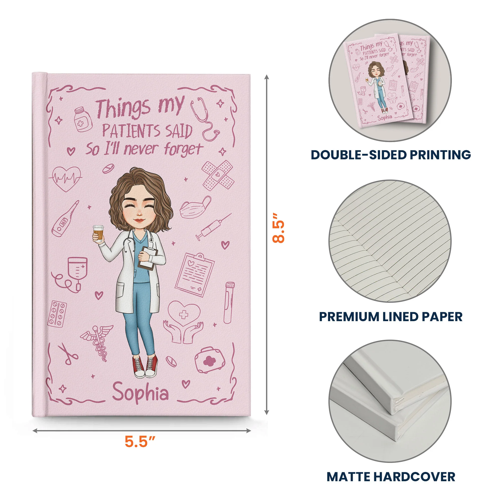 Nurse Gift Things My Patients Said I'll Never Forget - Personalized Hardcover Journal - Image 7
