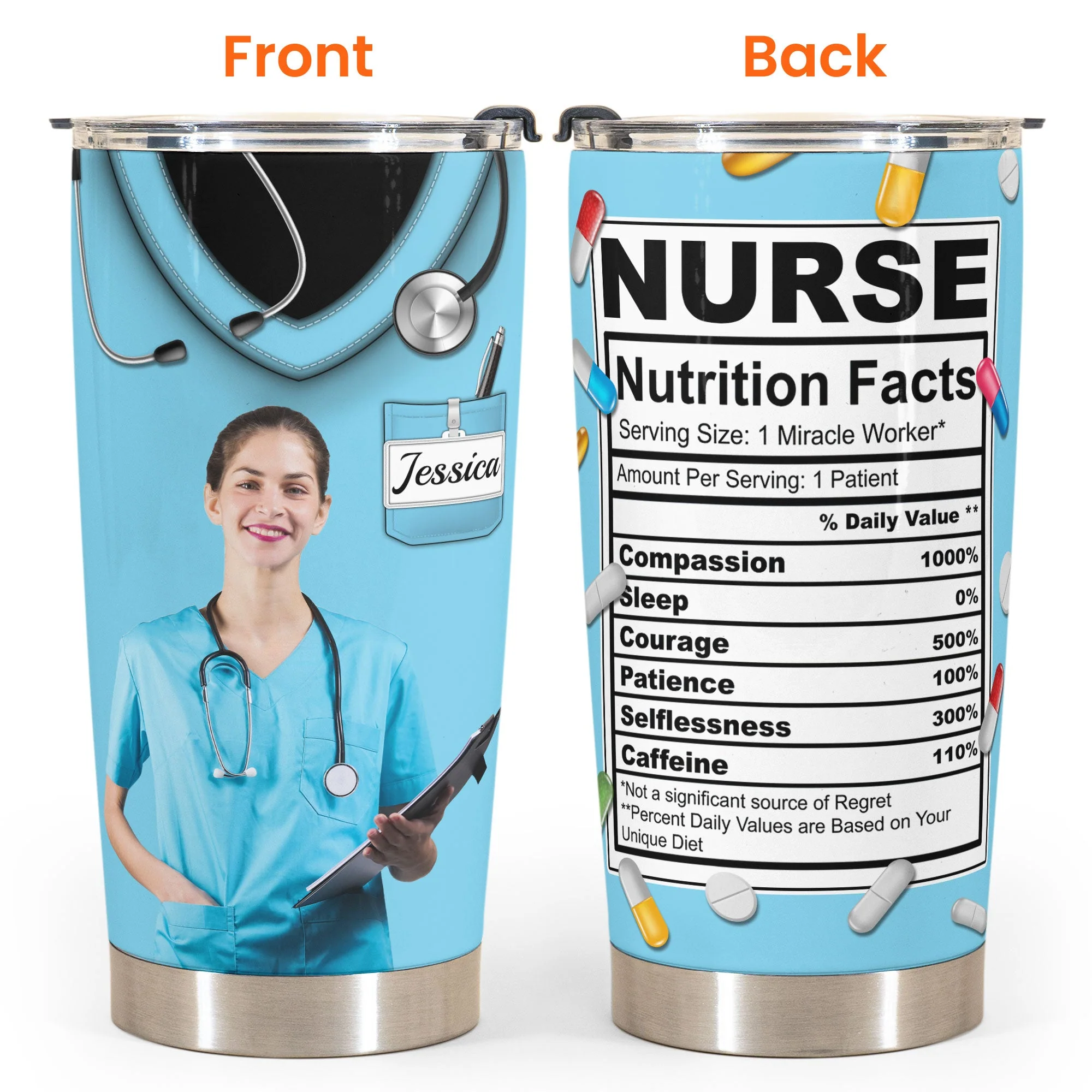 Nurse Nutrition Facts - Personalized Phtoo Tumbler Cup - Image 8