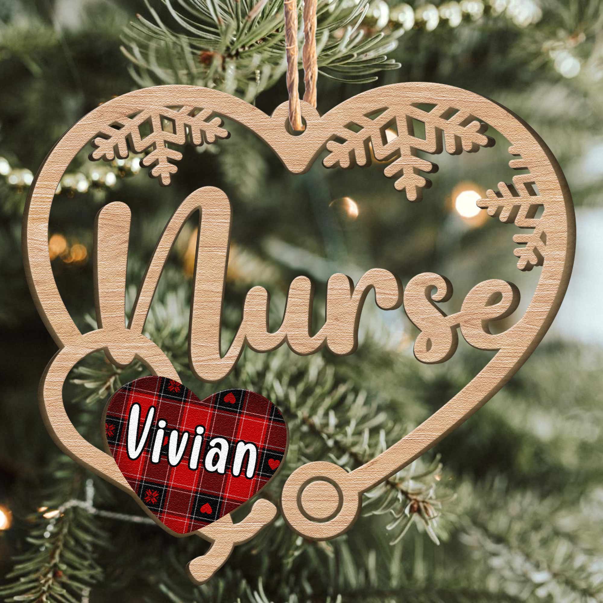 Nurse Ornament - Personalized Wooden Ornament - Image 3