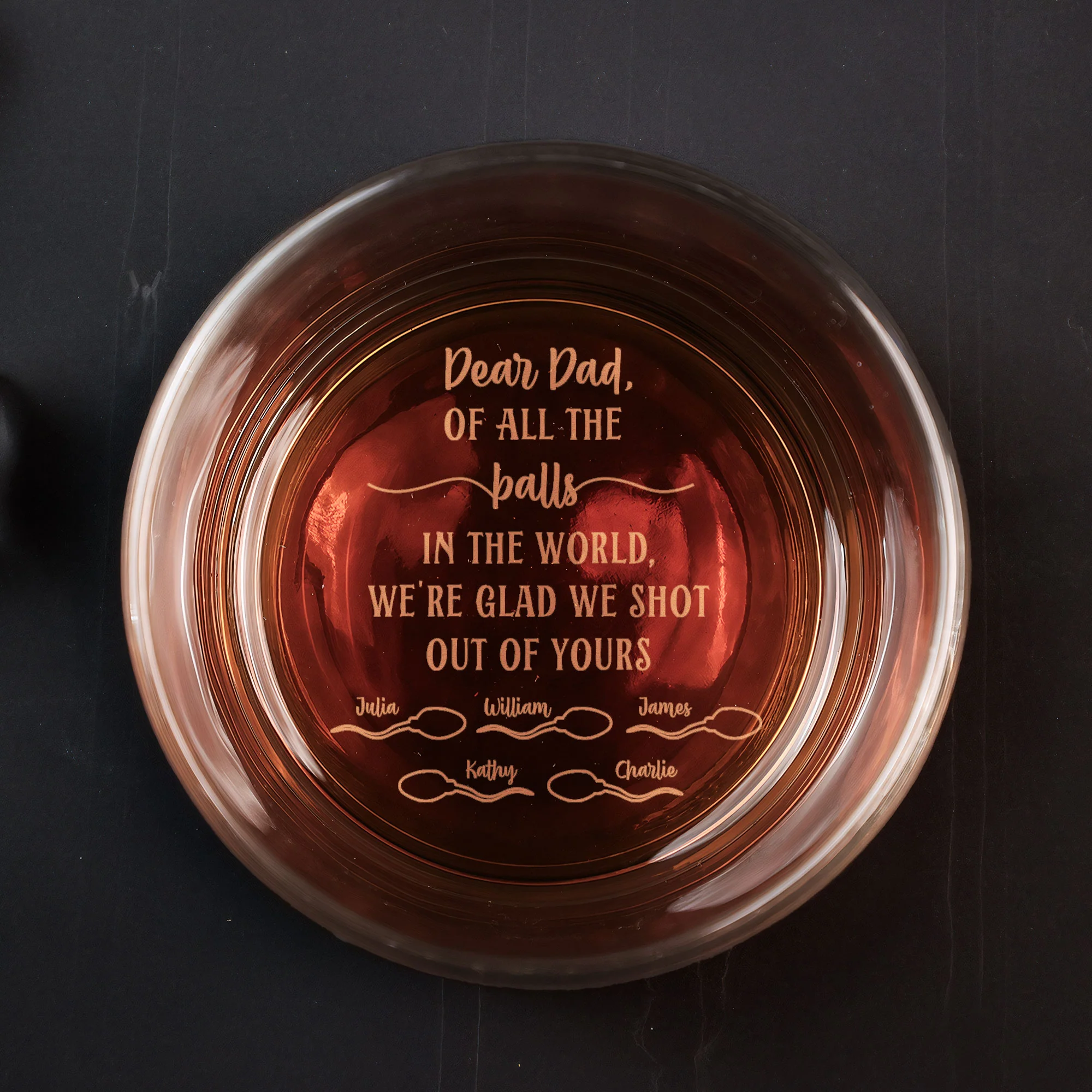 Of All The Balls We're Glad We Shot Out Of Yours - Personalized Engraved Whiskey Glass - Image 2
