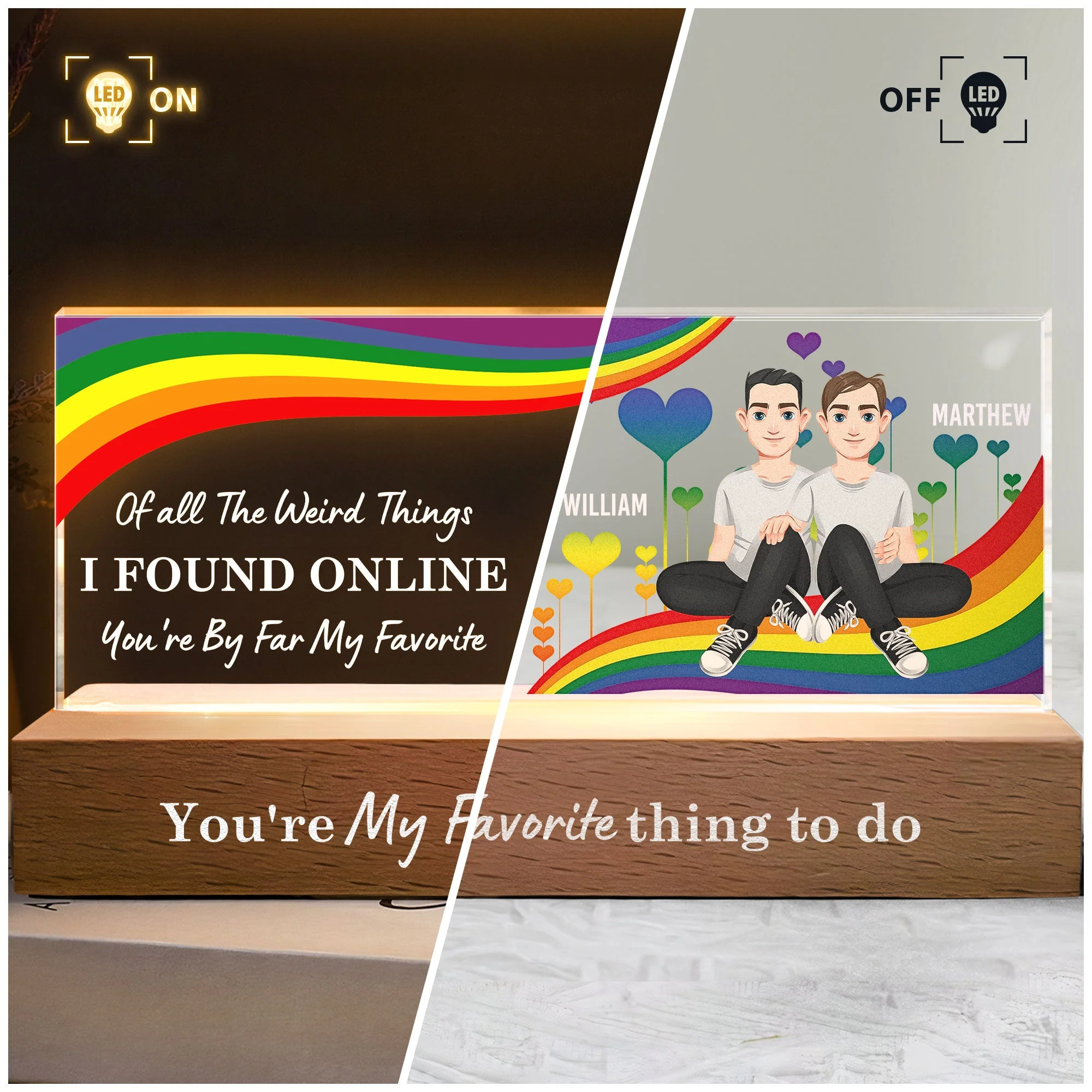 Of All The Weird Things I Found Online You're My Favorite - Personalized LED Night Light - Image 4