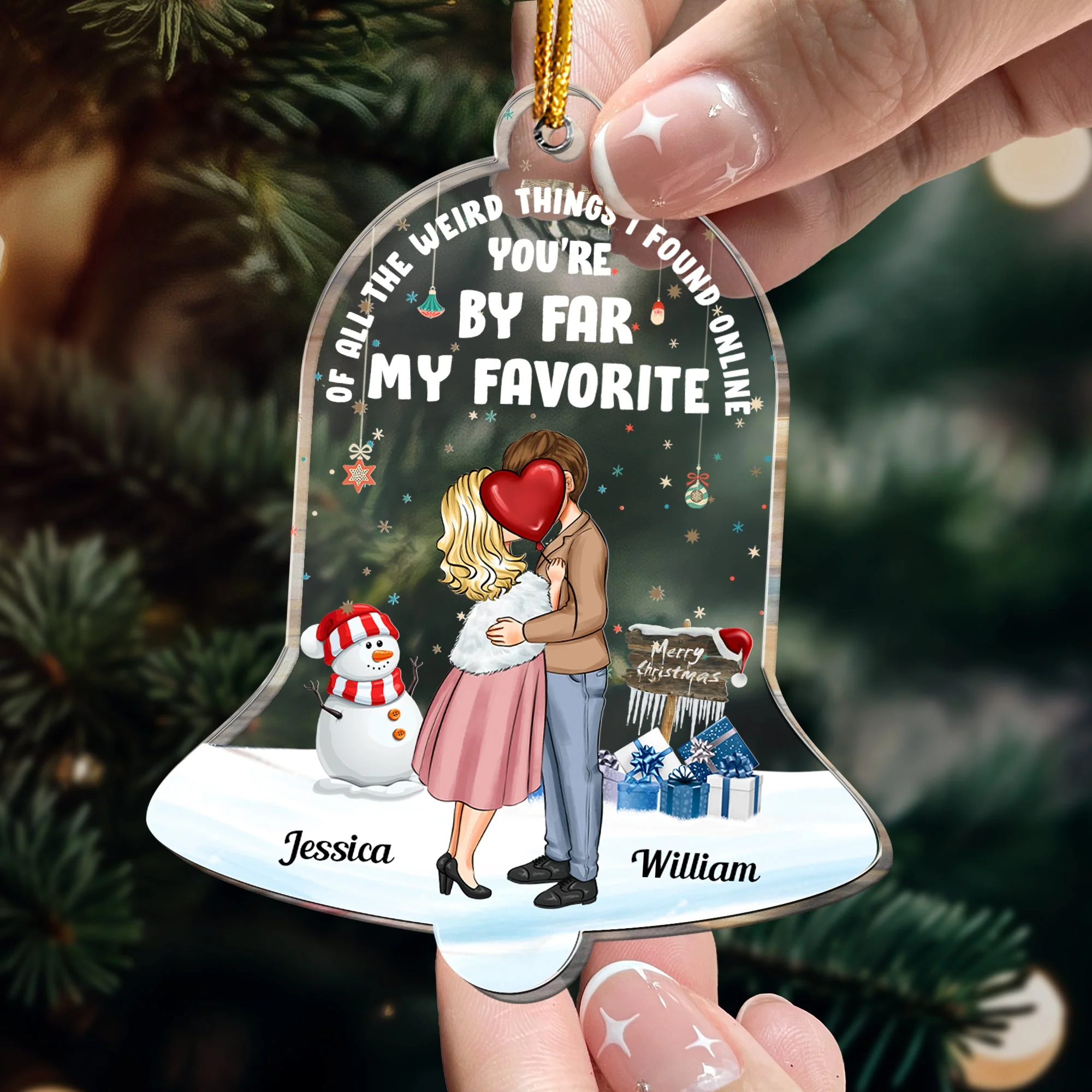 Of All The Weird Things - Personalized Acrylic Ornament - Image 2