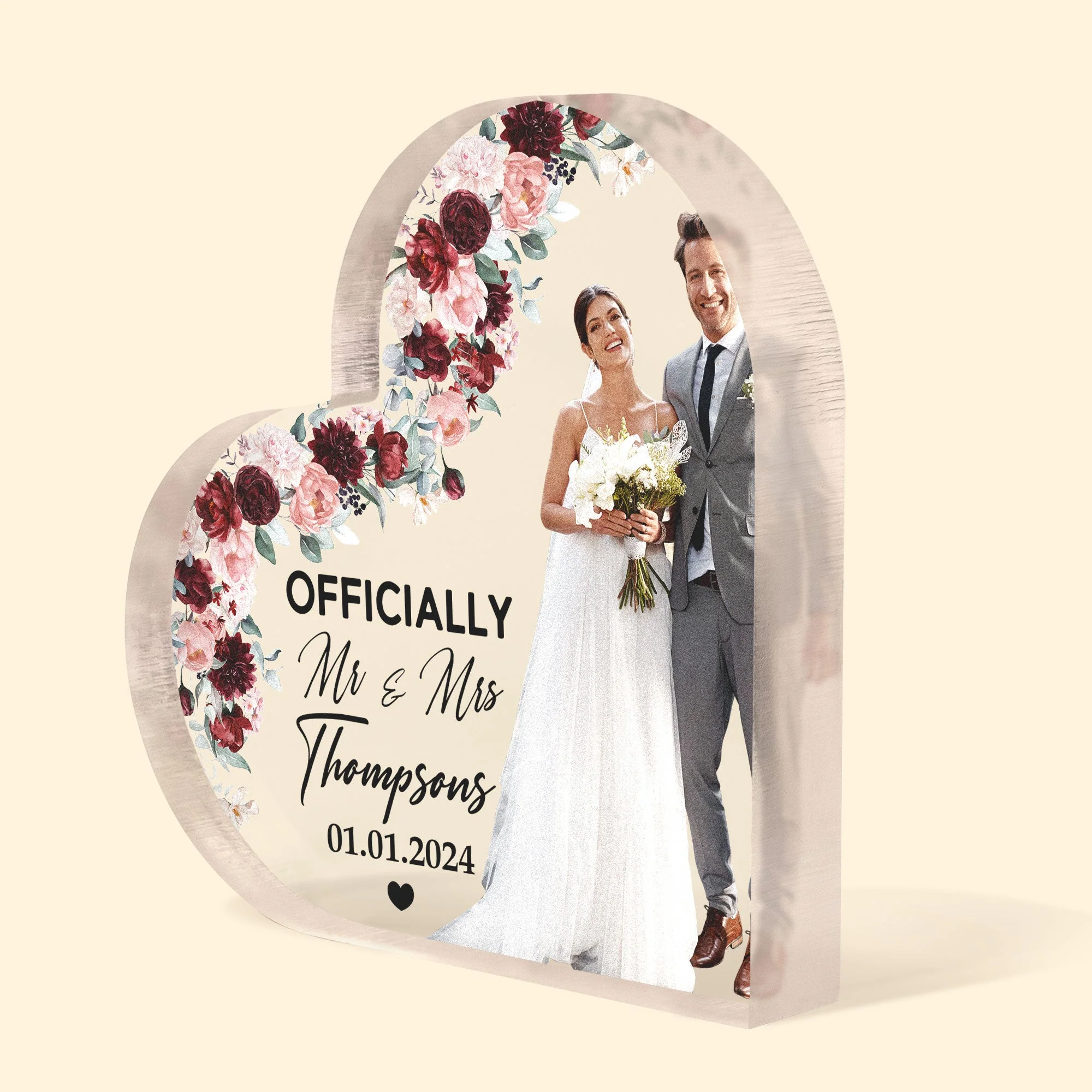 Officially Mr & Mrs - Personalized Acrylic Photo Plaque - Image 4
