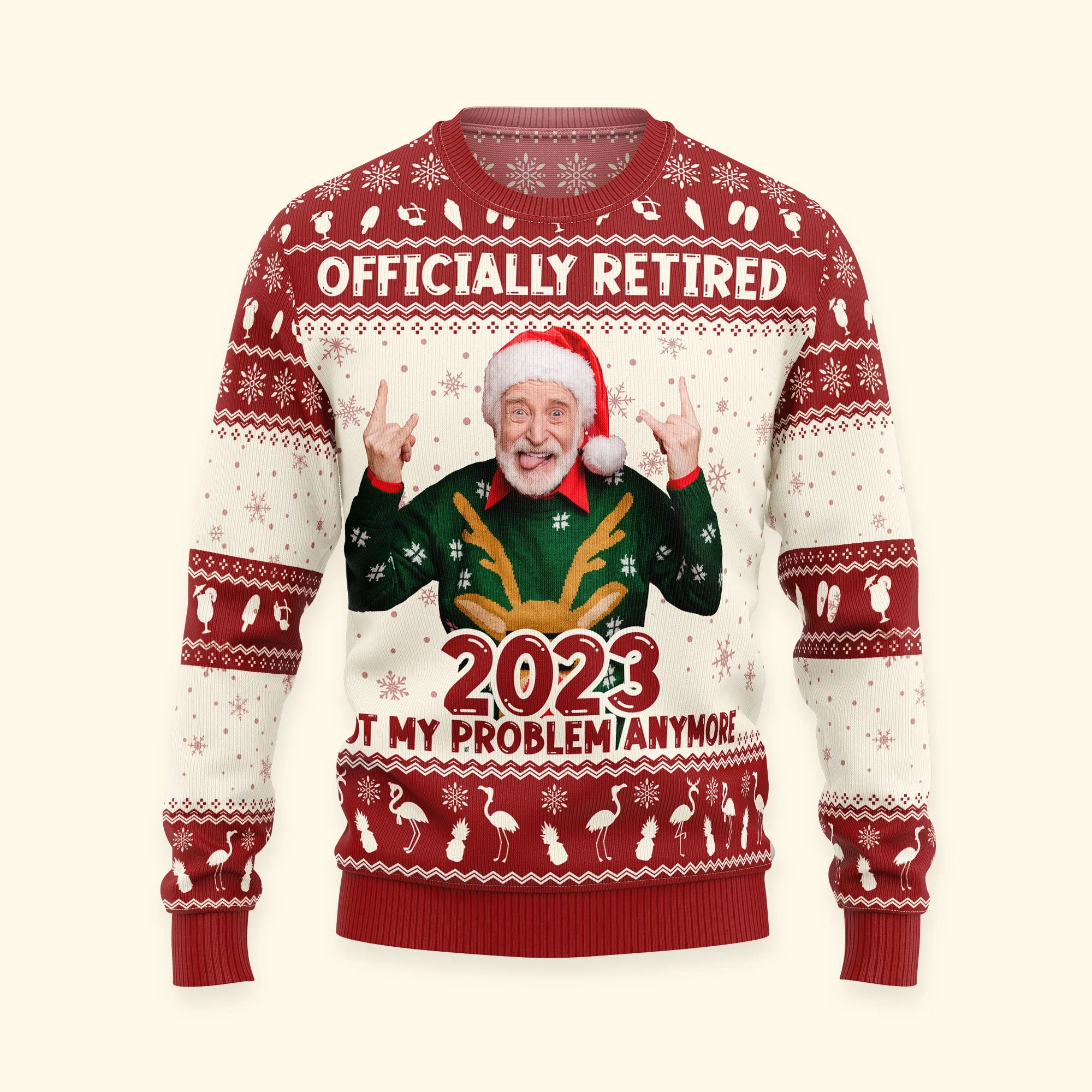 Officially Retired 2023 Not My Problem Anymore - Personalized Photo Ugly Sweater - Image 4
