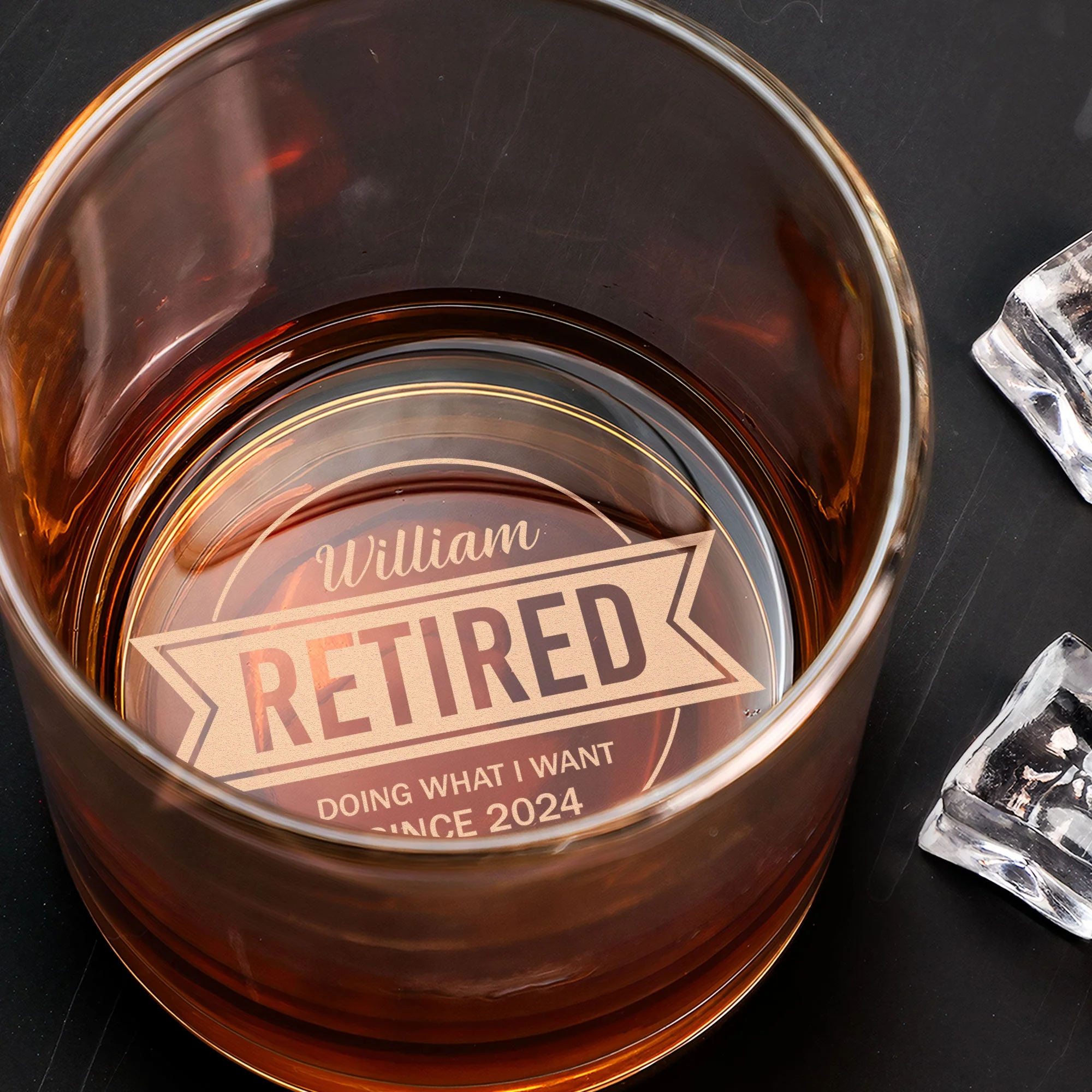 Officially Retired I Do What I Want - Personalized Whiskey Glass - Image 2