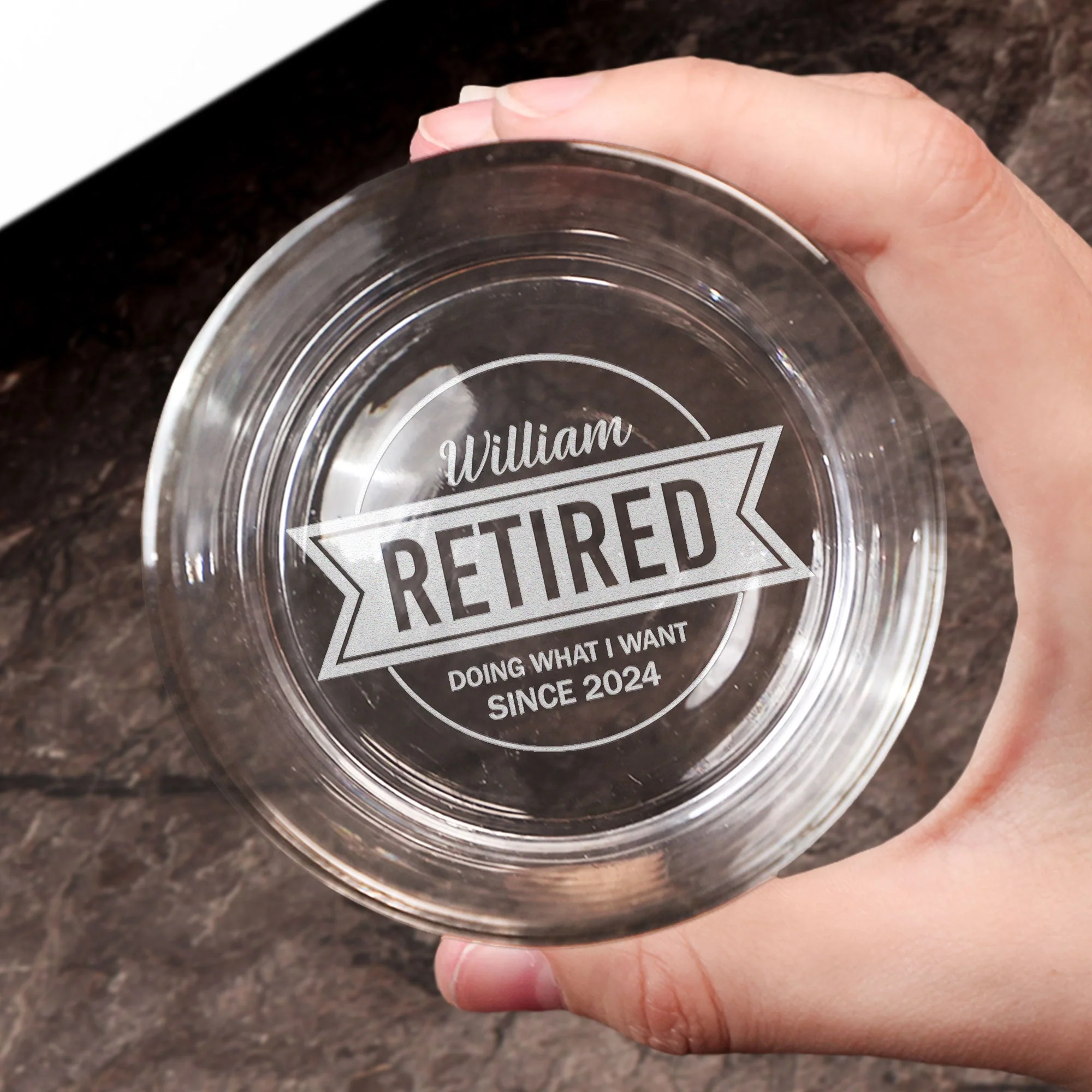 Officially Retired I Do What I Want - Personalized Whiskey Glass - Image 3