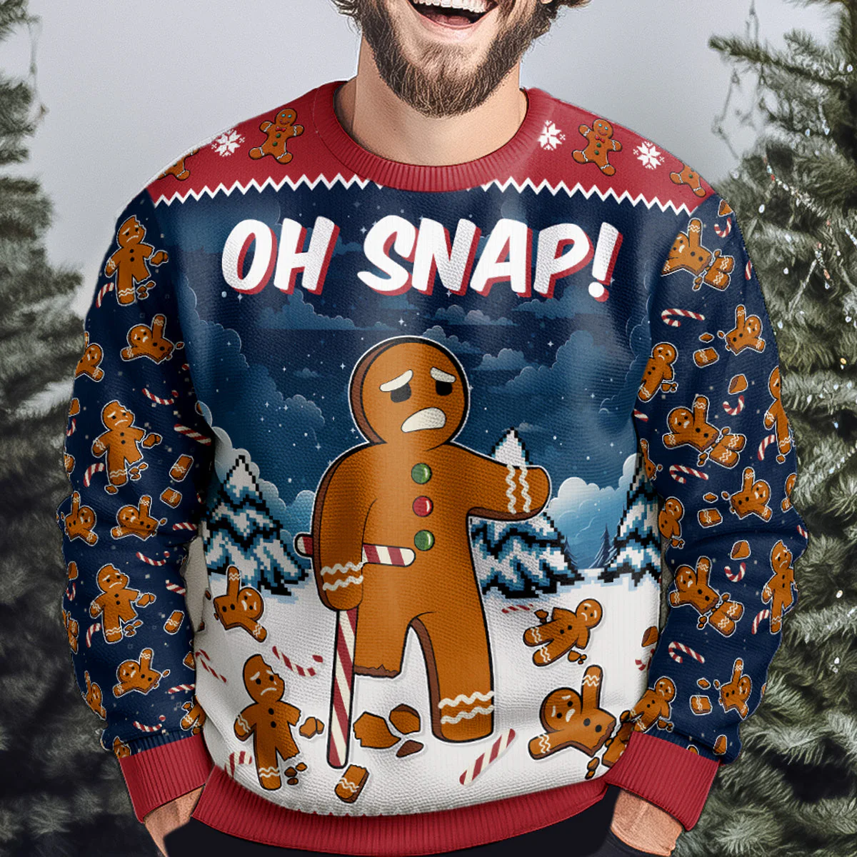 Oh Snap Gingerbread Funny For Men, Women - Personalized Ugly Sweater - Image 4