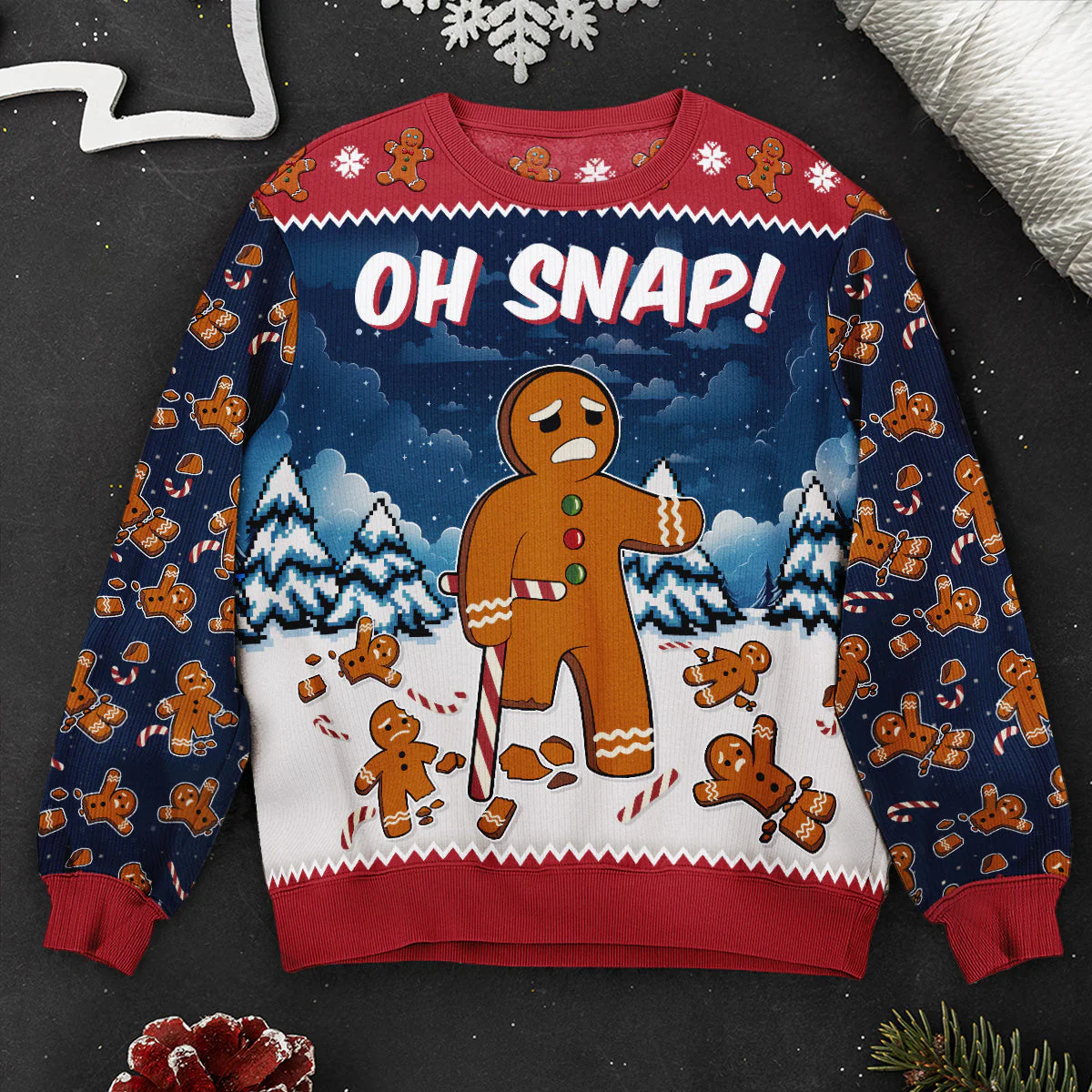 Oh Snap Gingerbread Funny For Men, Women - Personalized Ugly Sweater - Image 5