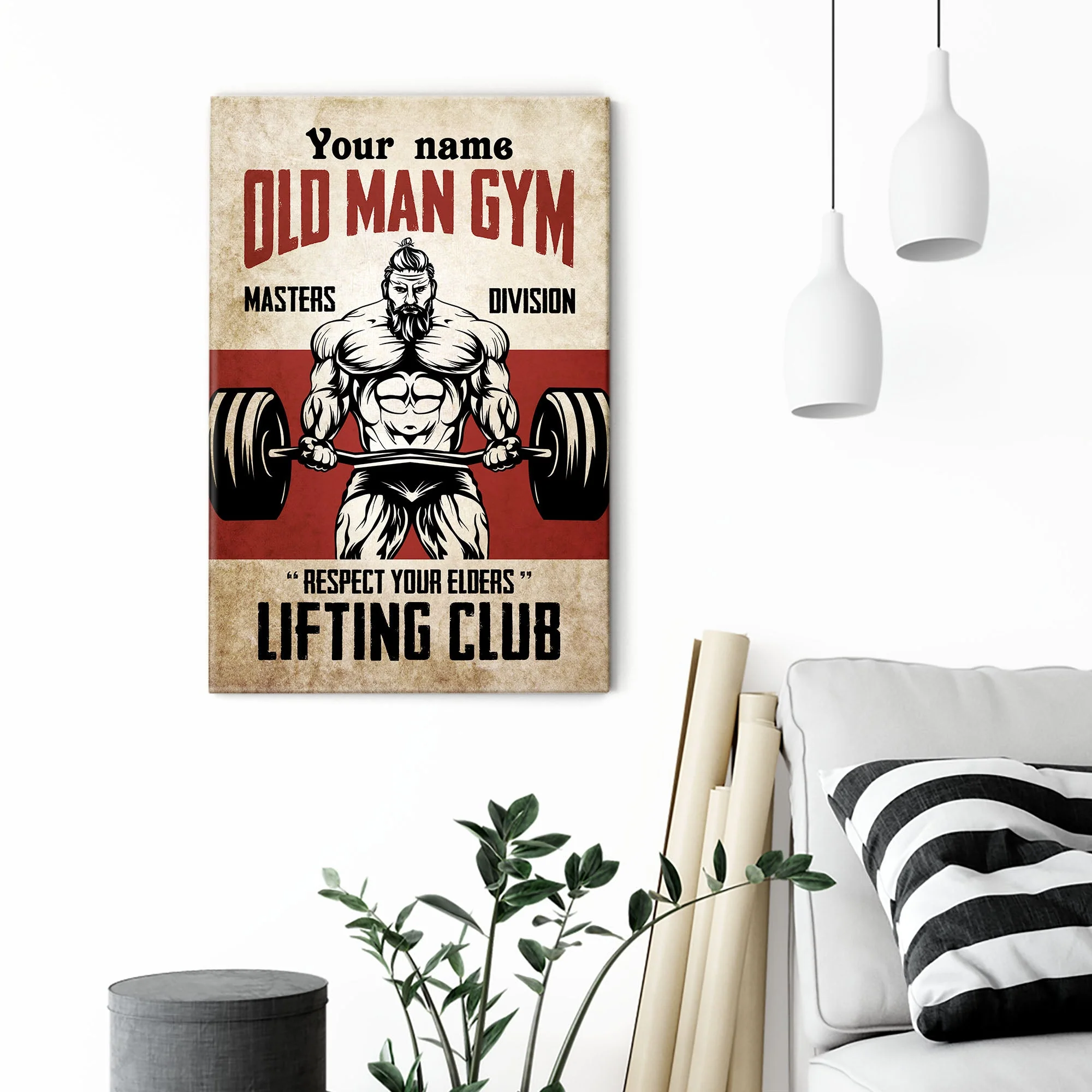 Old Man Gym - Personalized Poster/Wrapped Canvas - Gift For Gymer - Old Man Lifting - Image 5