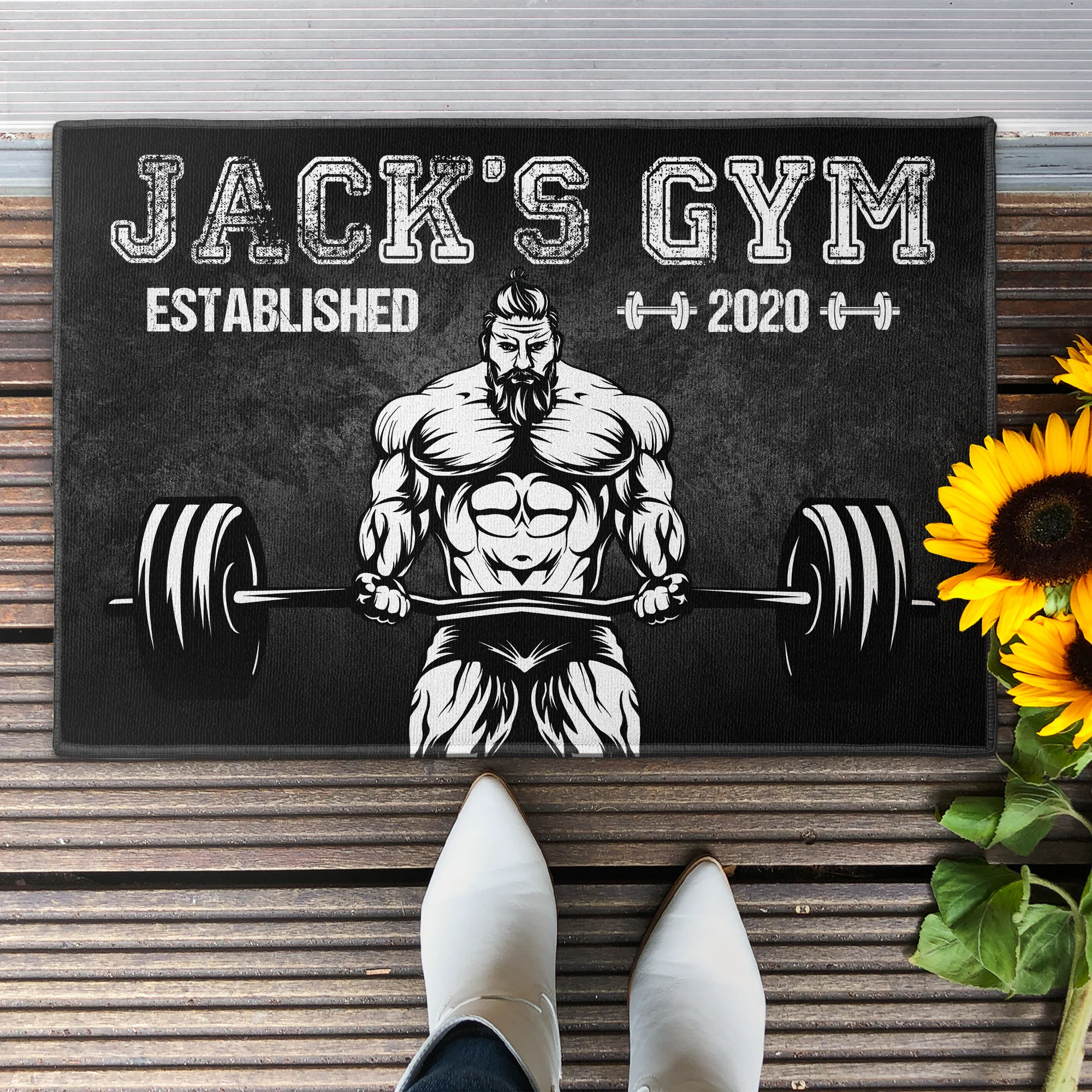 Old Man Gym Room - Personalized Doormat  - Gift For Gymer - Old Man Lifting - Image 2