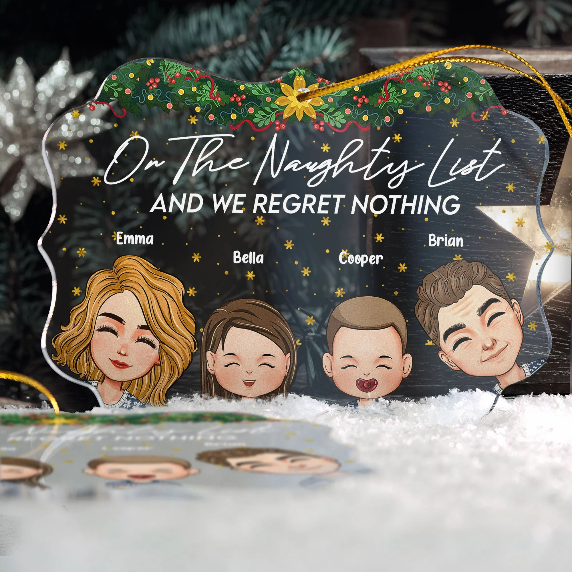 On The Naughty List And We Regret Nothing - Personalized Acrylic Ornament - Image 2