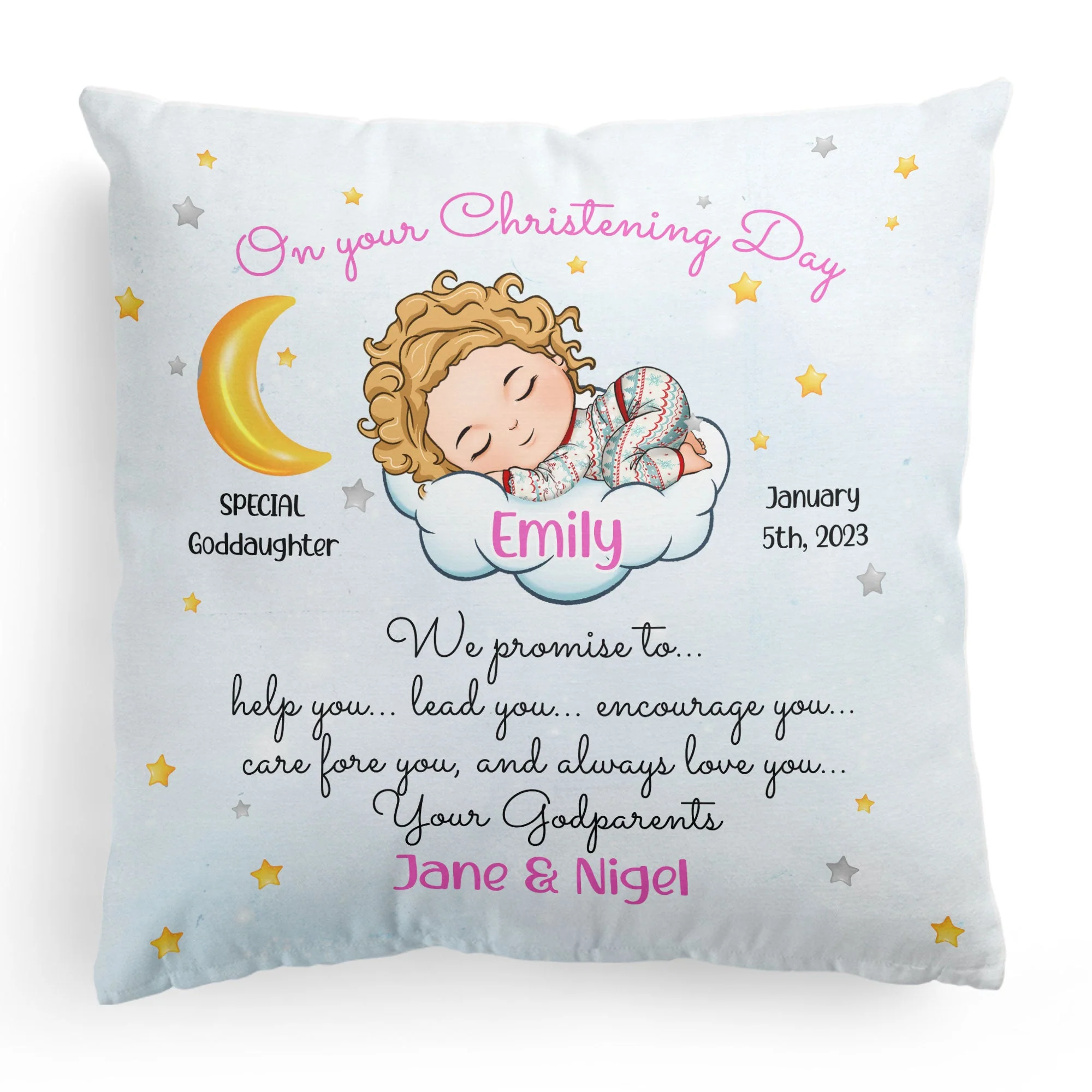 On Your Christening Day - Personalized Pillow - Image 4