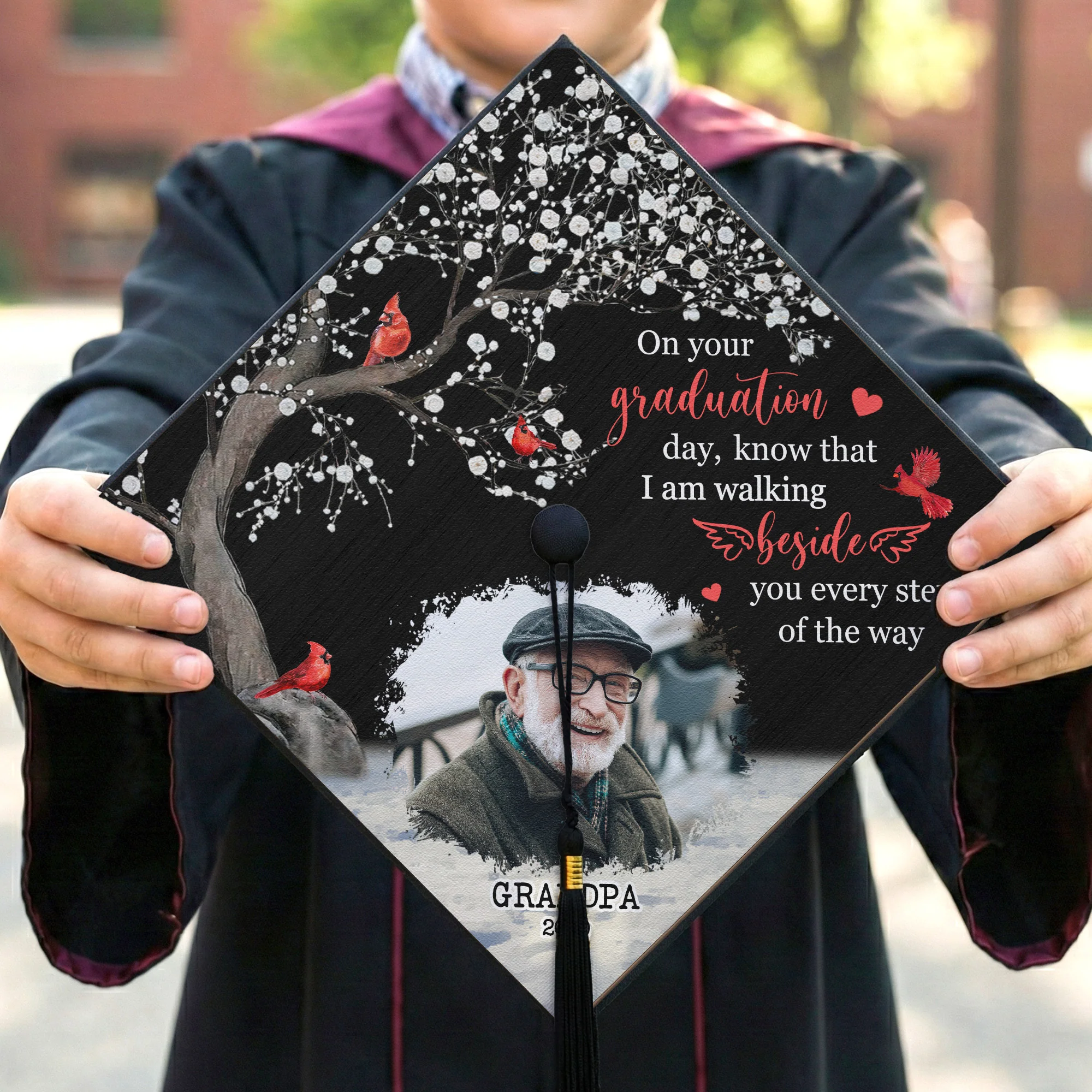 On Your Graduation Day Memorial Custom Photo - Personalized Graduation Cap Topper - Image 6