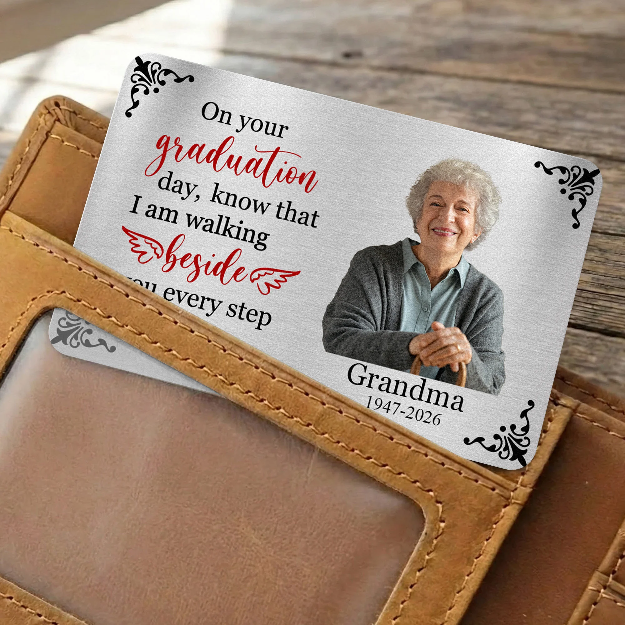 On Your Graduation Day Memorial Custom Photo - Personalized Wallet Card - Image 2