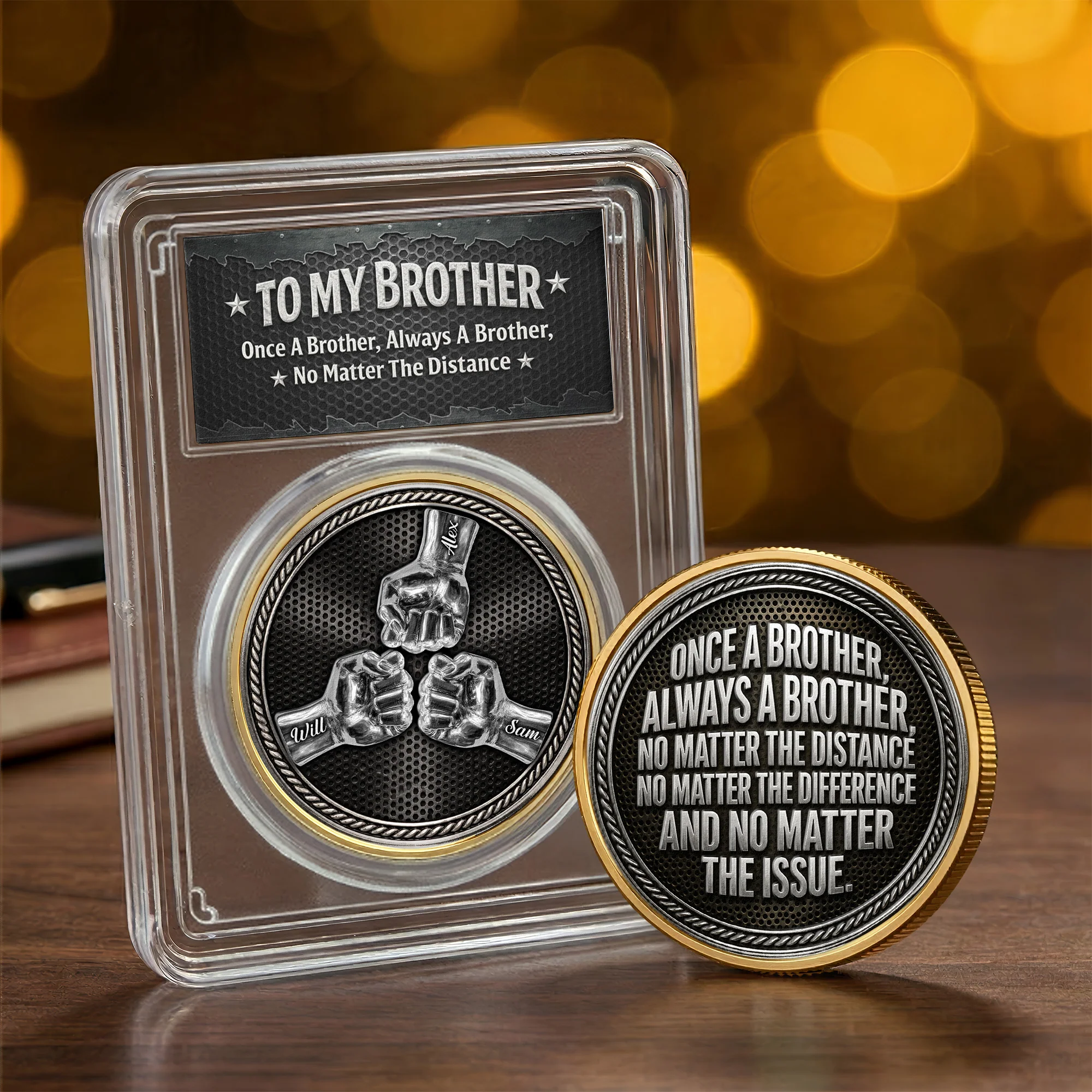 Once A Brother, Always A Brother, No Matter The Distance - Personalized Coin - Image 2